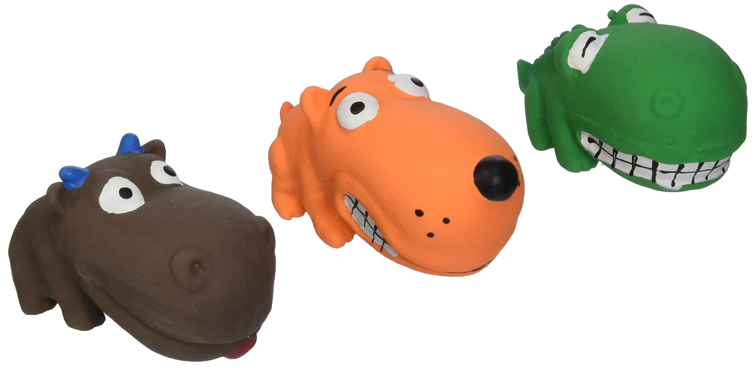 Multipet (3 Pack) Squeaky 3' Mini Latex Animal With Big Head Dog Toys, Assorted