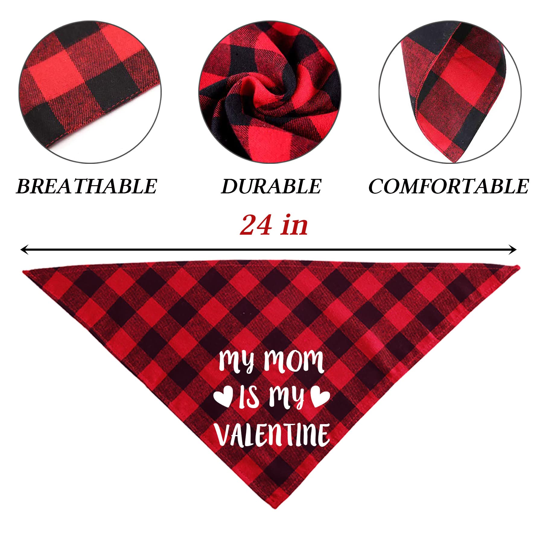 Stmk 2 Pack Valentines Dog Bandanas, Dog Valentines Bandana For Dogs Pets (Red, My Mom Is My Valentine & Love)