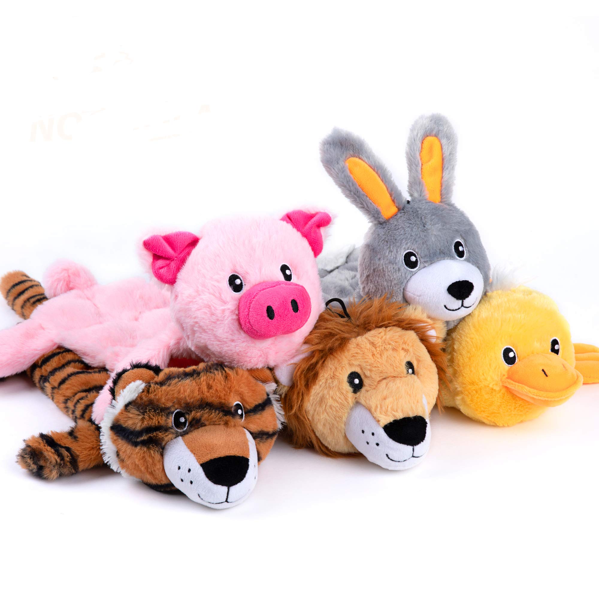 Nocciola 5 Pcs Less Stuffing Dog Squeaky Toys For Aggressive Chewers, Durable Plush Dog Toy Set With Stuffed Head For Small To Large Dogs