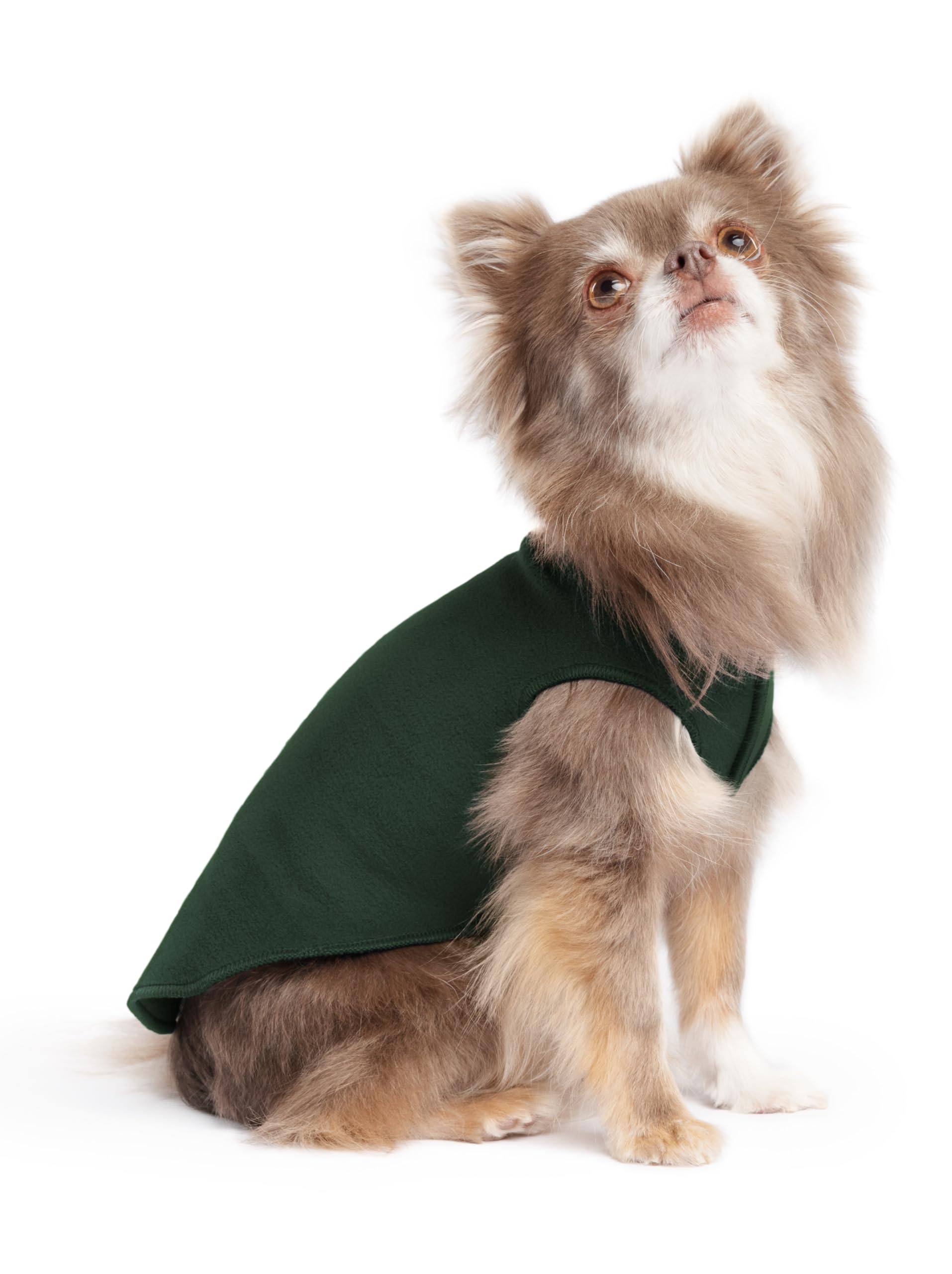 Gold Paw Stretch Fleece Dog Coat, Stretchy Pet Sweater, Machine Washable Pullover For Winter And Fall, Hunter Green, 6