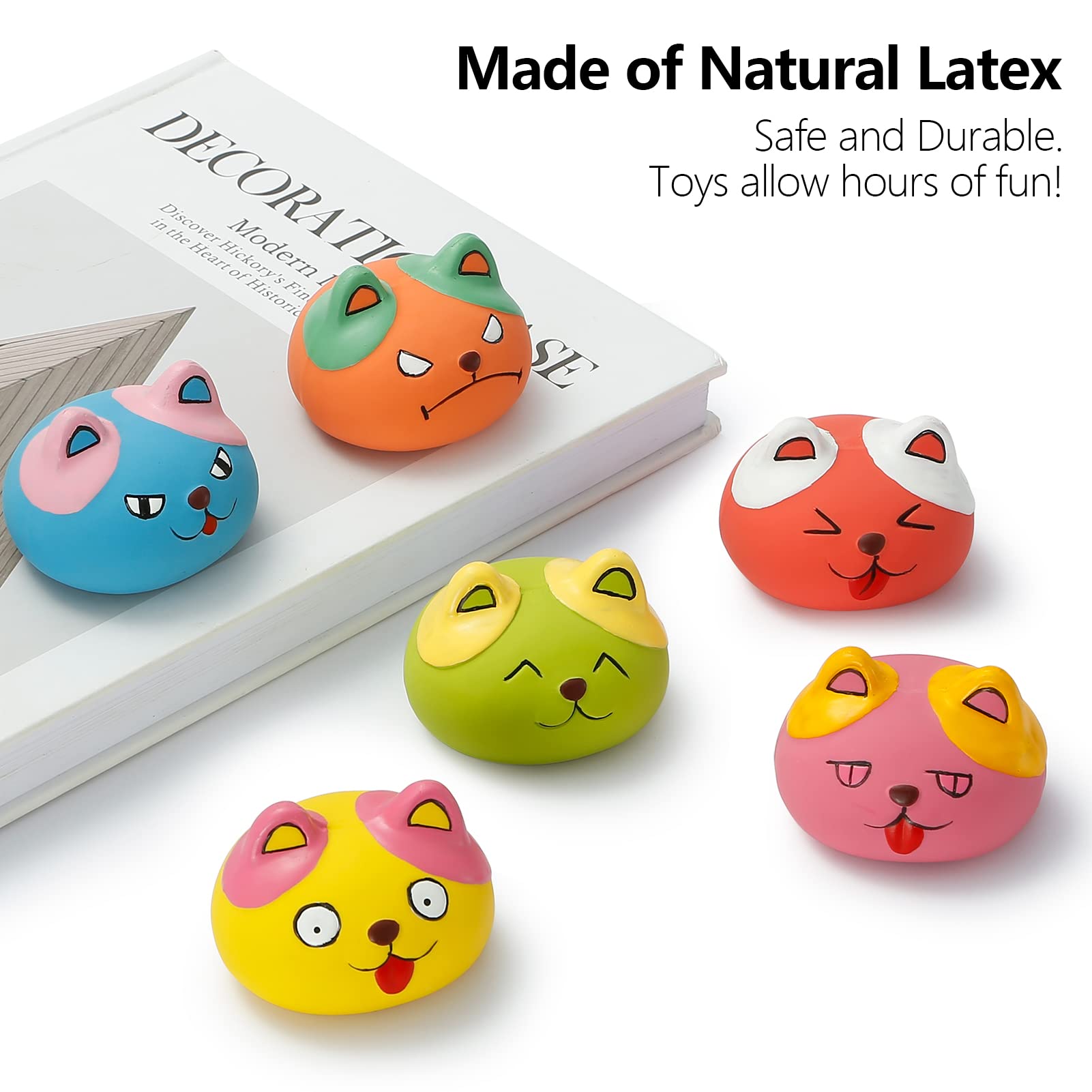 Hdsx Squeaky Dog Toys Funny Animal Dog Balls For Puppy Small Pet Dogs 6 Pcs/Set (Cat)
