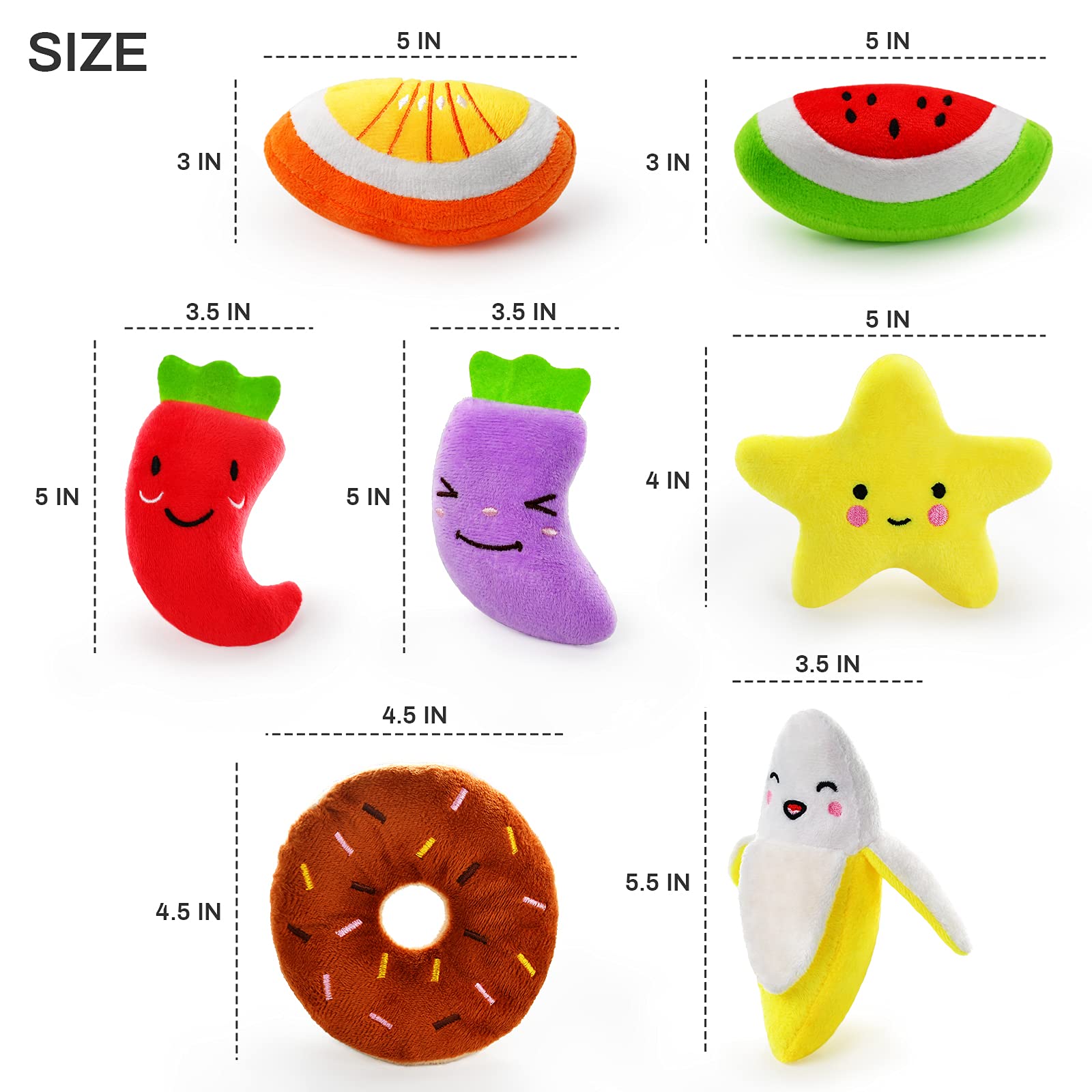 14 Pack Dog Squeaky Toys Cute Stuffed Plush Fruits Snacks And Vegetables Dog Toys For Puppy Small Medium Dog Pets