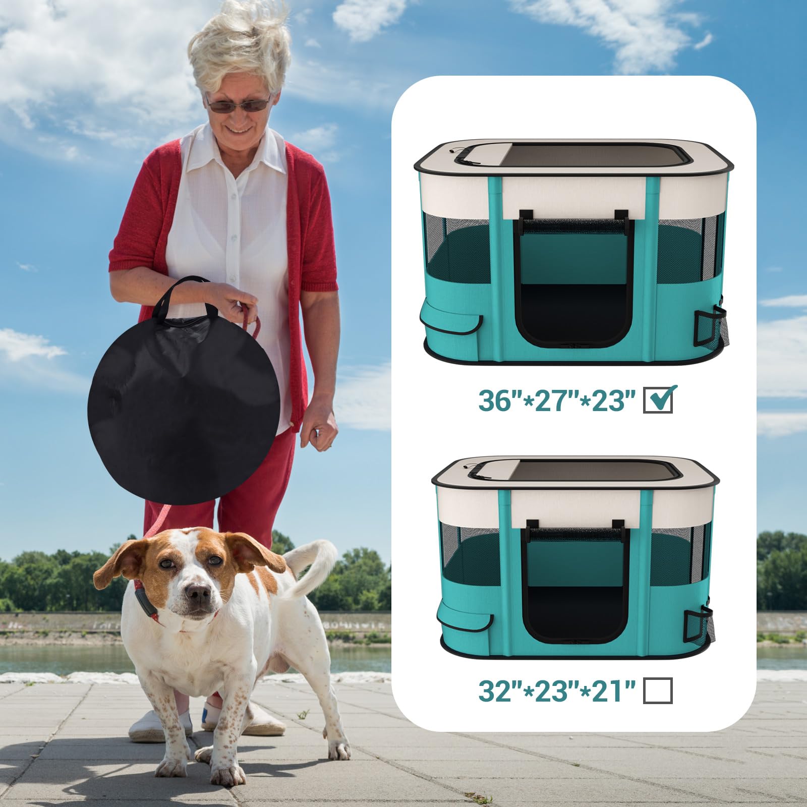 Nocoex Foldable Playpen For Dogs & Cats, Portable Dog Crates Pet Kennel Tent Fence, Puppy Playpen Indoor, Outdoor Travel Use Cam