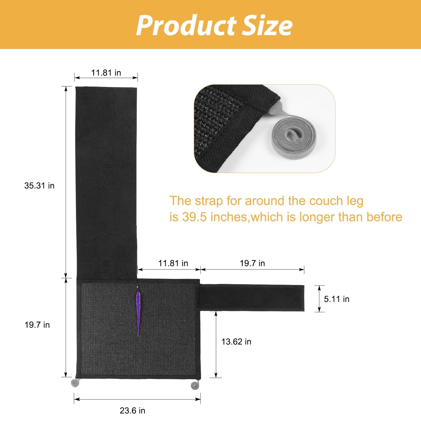 Cat Scratch Couch Protector, Sofa Armrest Cover With Sisal Mat And Toy For Small Indoor Cats (Right Hand)