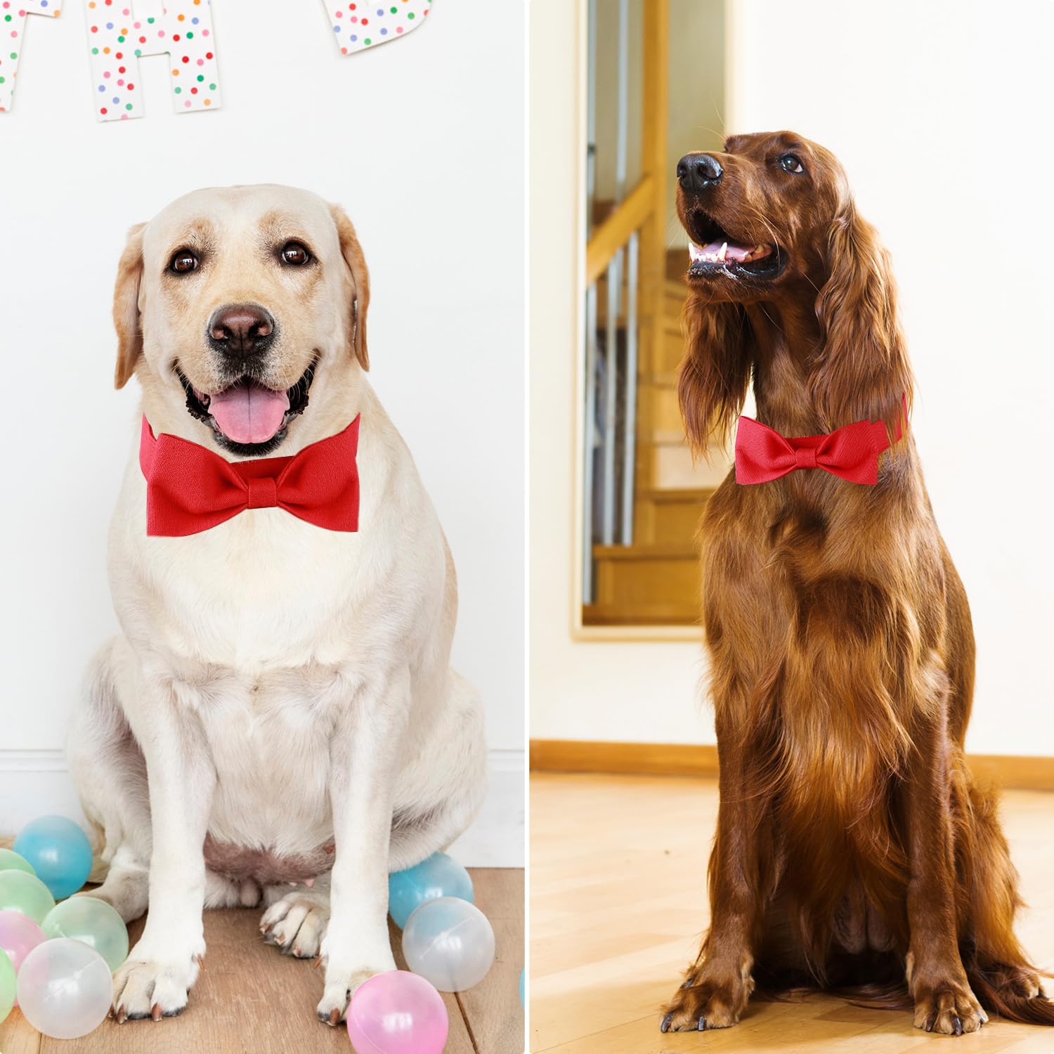 Segarty Dog Bowties For Medium Large Dogs, Adjustable Red Bowtie Collar, Durable Dog Neck Tie Tuxedo Comfortable Cotton Pets Bow