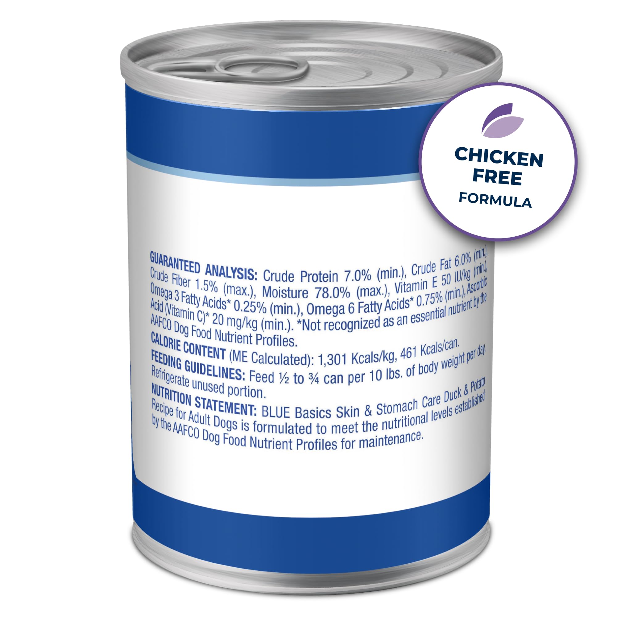 Blue Buffalo Basics Adult Grain-Free Wet Dog Food for Skin & Stomach Care, Limited Ingredient Diet, Duck & Potato Recipe, 12.5-o