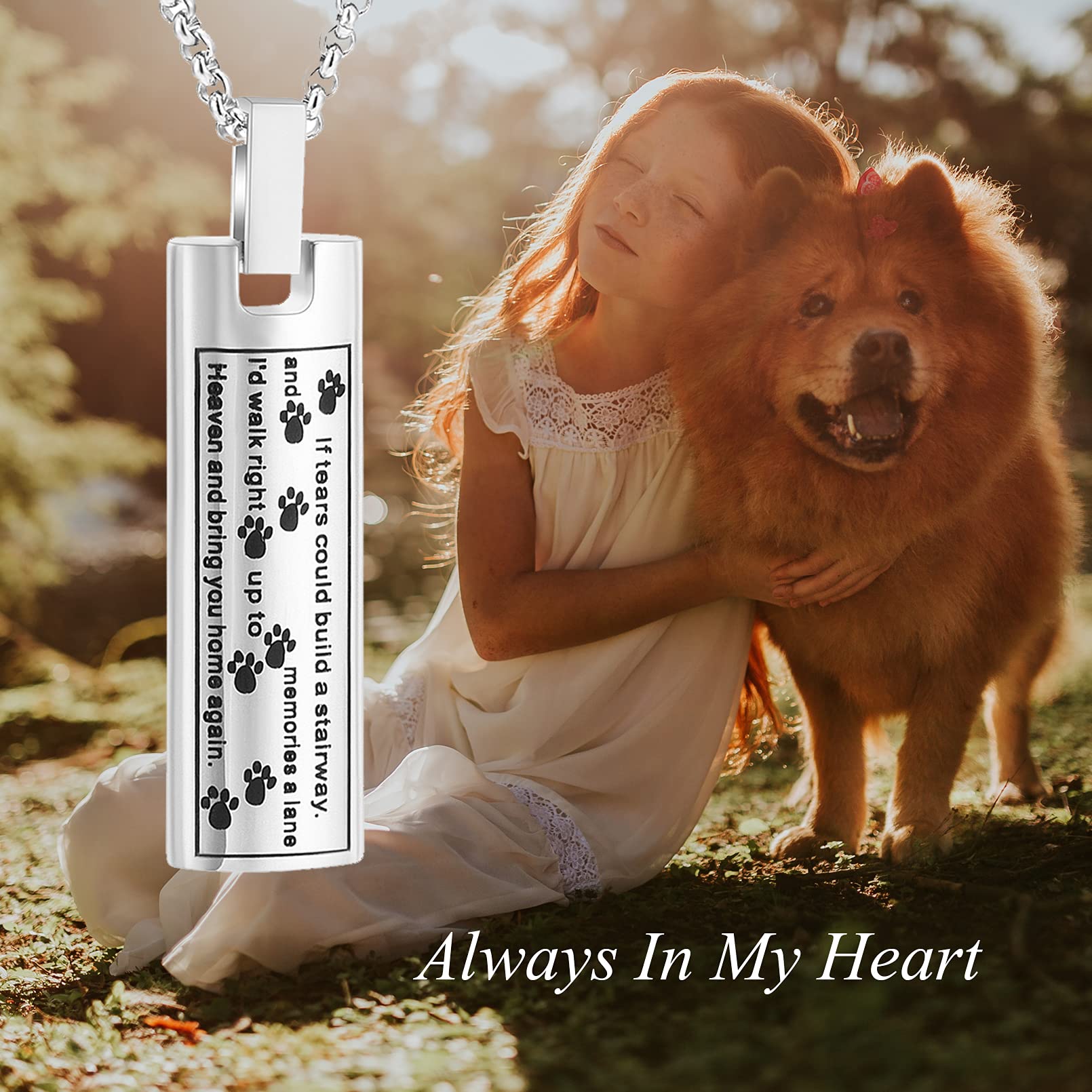 Hearbeingt Cremation Jewelry Urn Necklace For Ashes, Pet Paw Print Memorial Pendant For Dog Cat Ashes Keepsake Locket For Men For Women