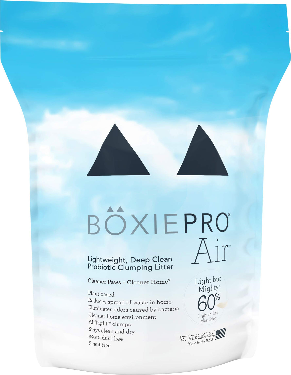 Boxiepro Air Lightweight, Deep Clean, Scent Free, Hard Clumping Cat Litter - Plant-Based Formula - Cleaner Home - Ultra Clean Li