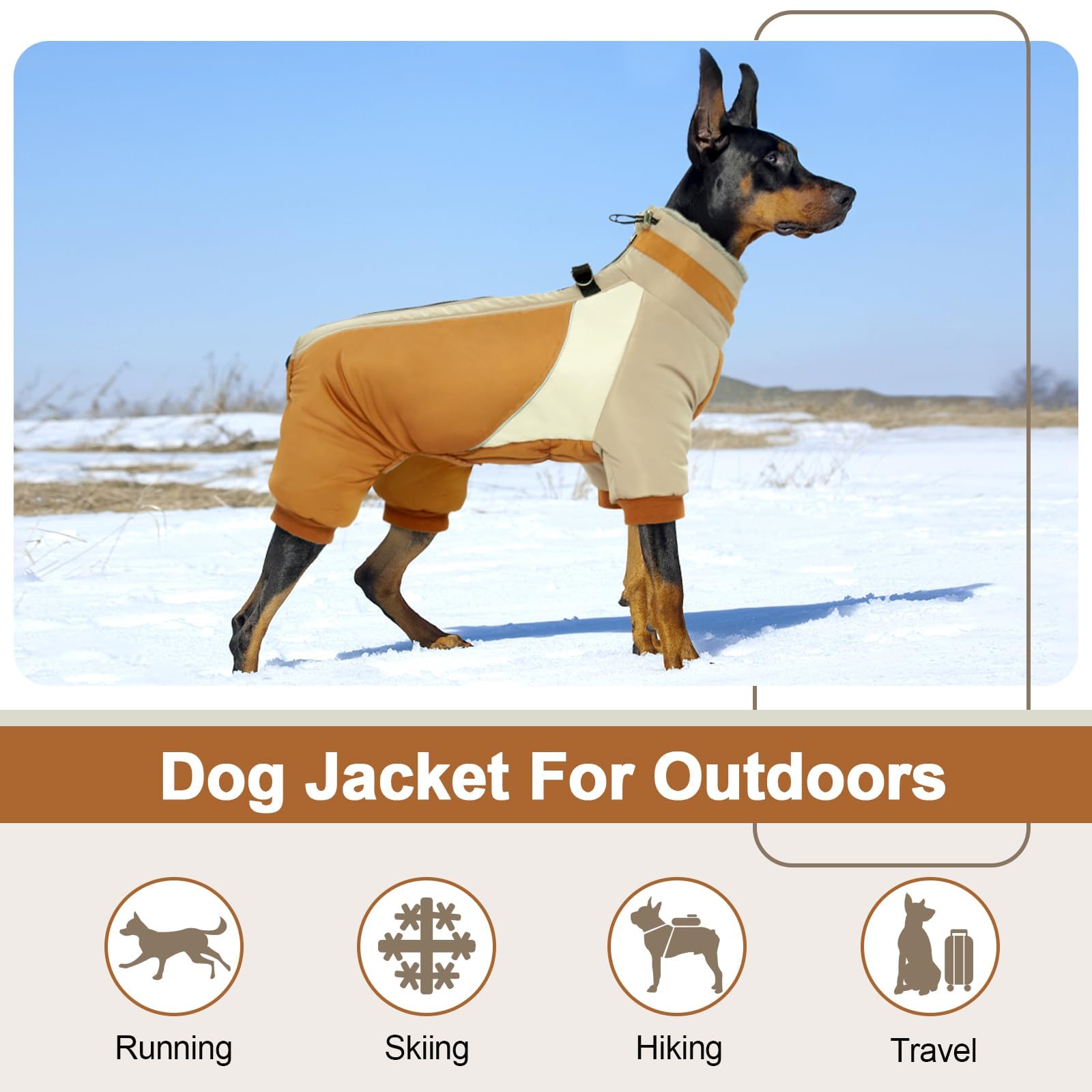 Kuoser Small Dog Coat - Warm Winter Jacket With Reflective Zipper, Built-In Harness, Perfect For Chihuahua, Yorkie (Brown Xs)