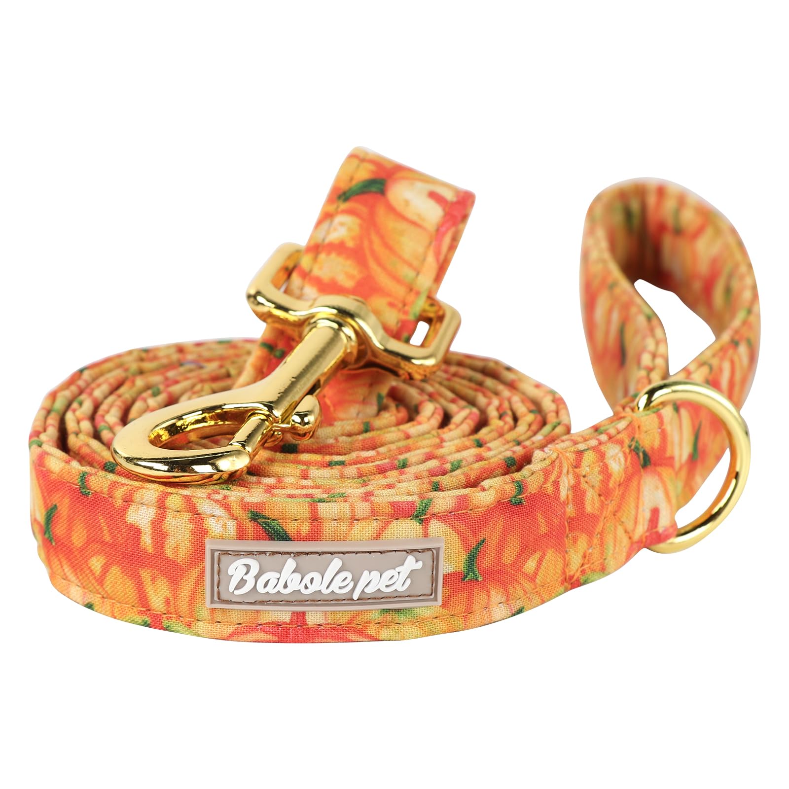 Babole Pet Halloween Dog Leash Durable Handmade Orange Gold Pumpkin Dog Leashes With Soft Handle Manual Fall Dog Leashes Matchin
