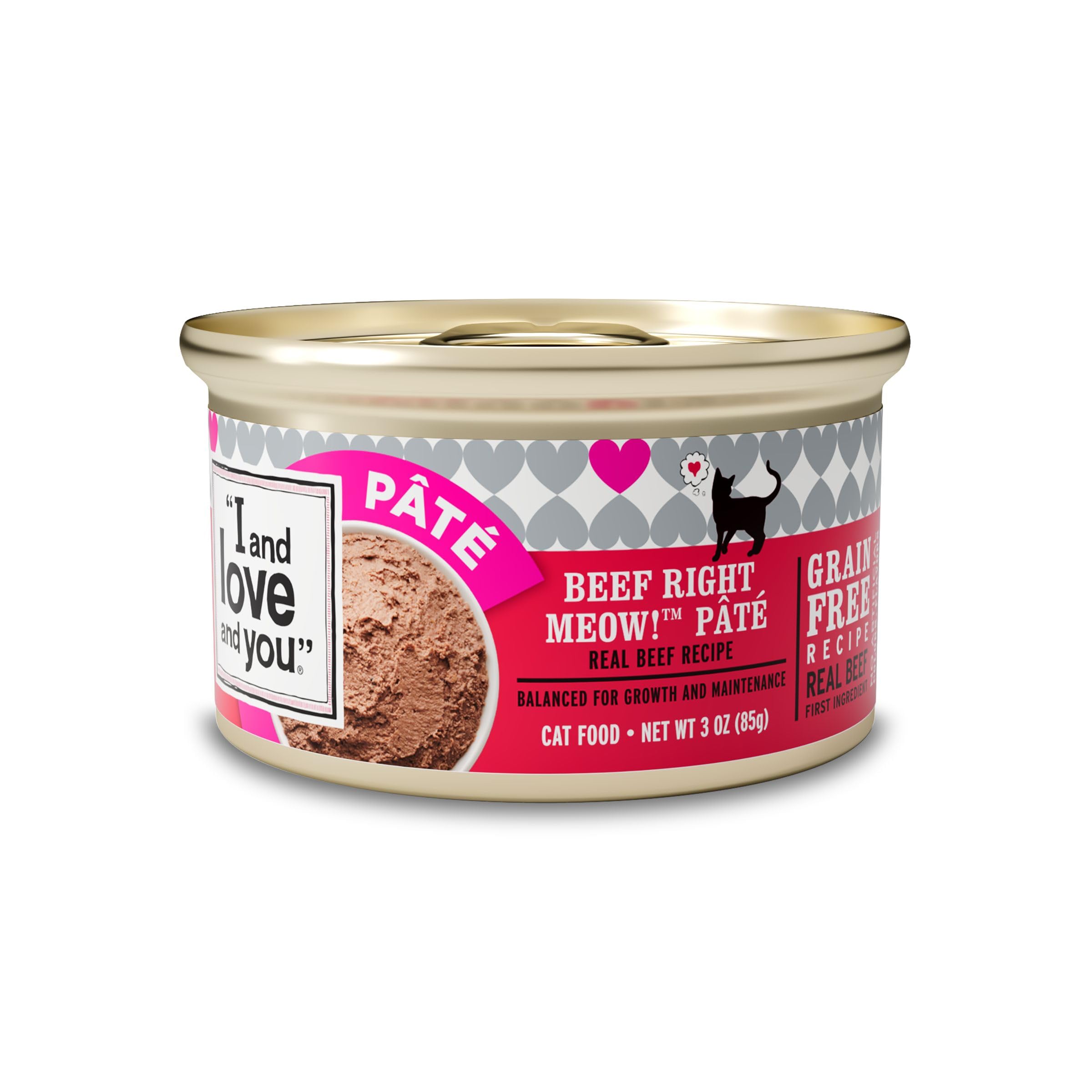 I and love and you Wet Cat Food - Beef Right Meow Pt   - Beef Recipe, Grain Free, Filler Free, 3oz Pack of 24 Cans