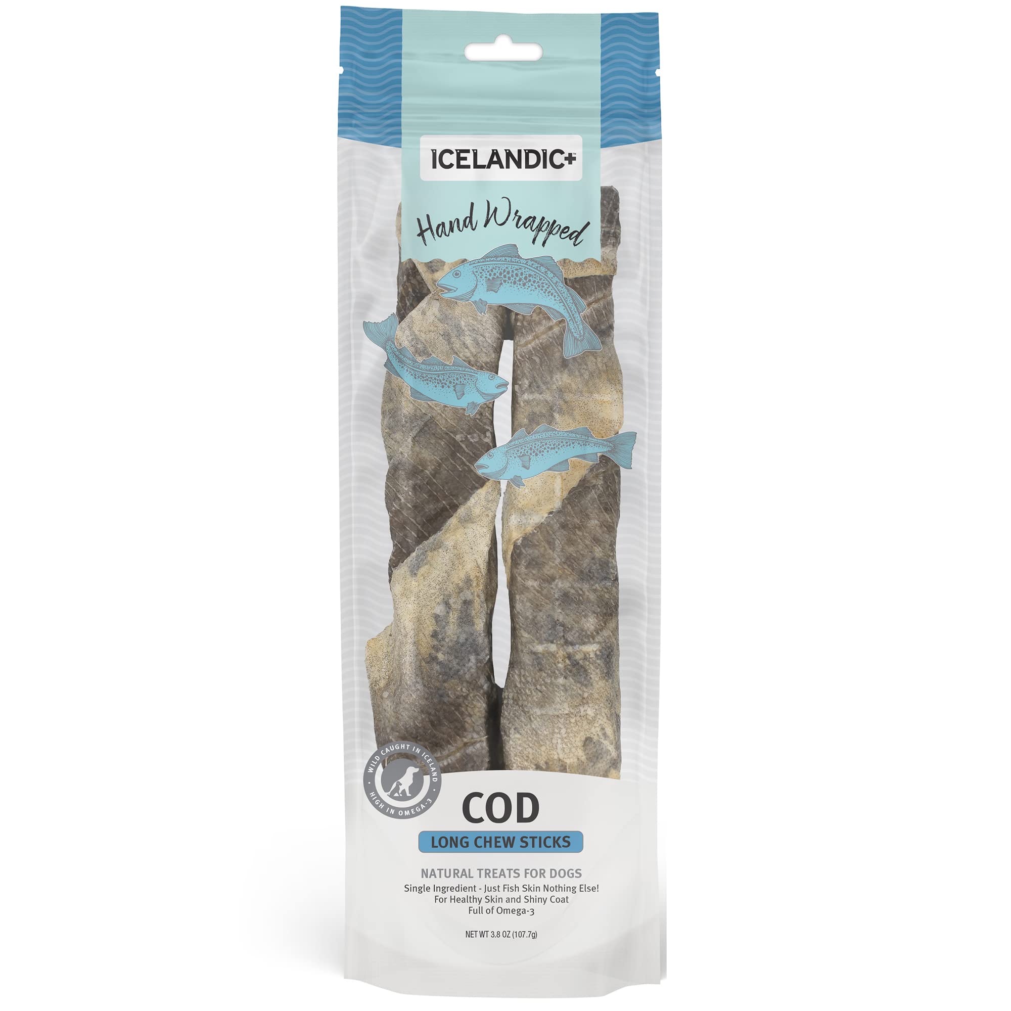 Icelandic Dog Cod Skin Chew Stick 10 Inches 2 Pack
