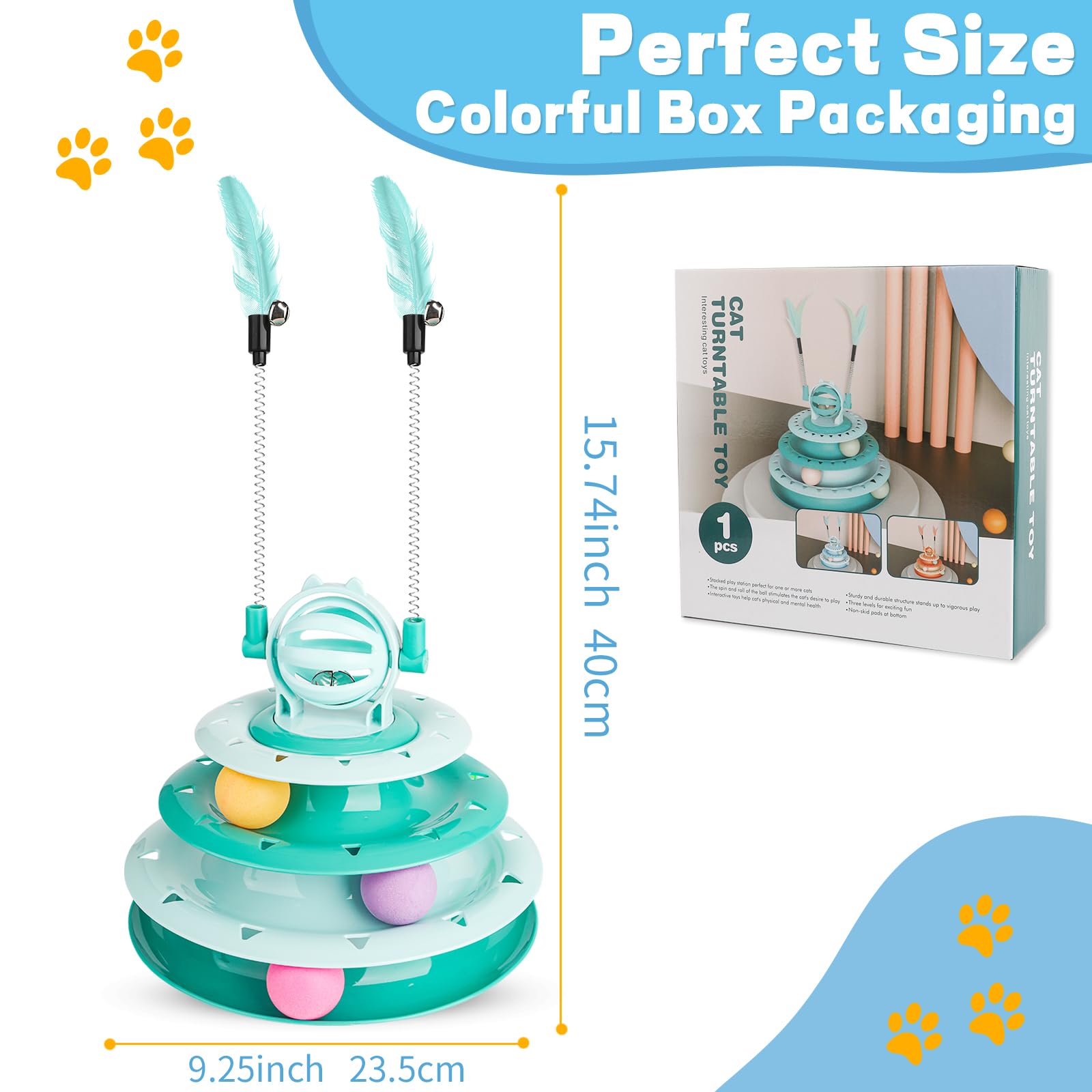 Goosheep Cat Toy Interactive Pet Plaything For Indoor Kitten Interactive Kitty Puzzle Ball With 2 Cat-Tease (Green)