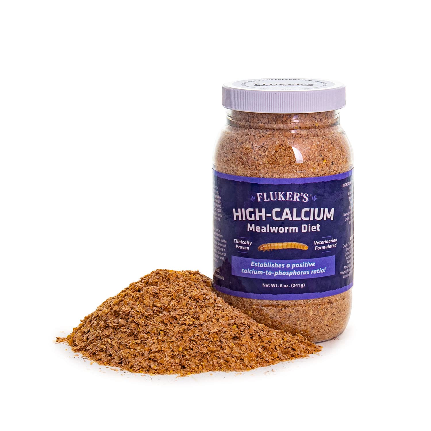 Flukers High Calcium Mealworm Diet - Can Be Used as a Gut-Loading Food or Bedding, 6oz