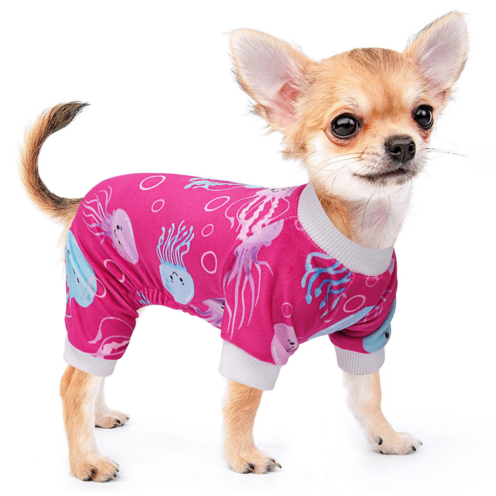 Kosiyi Small Dog Valentine's Day & Christmas Pajamas, Unisex Dog Onesie, X-Small, Rose Red, Velvet/Polyester, Warm & Comfortable