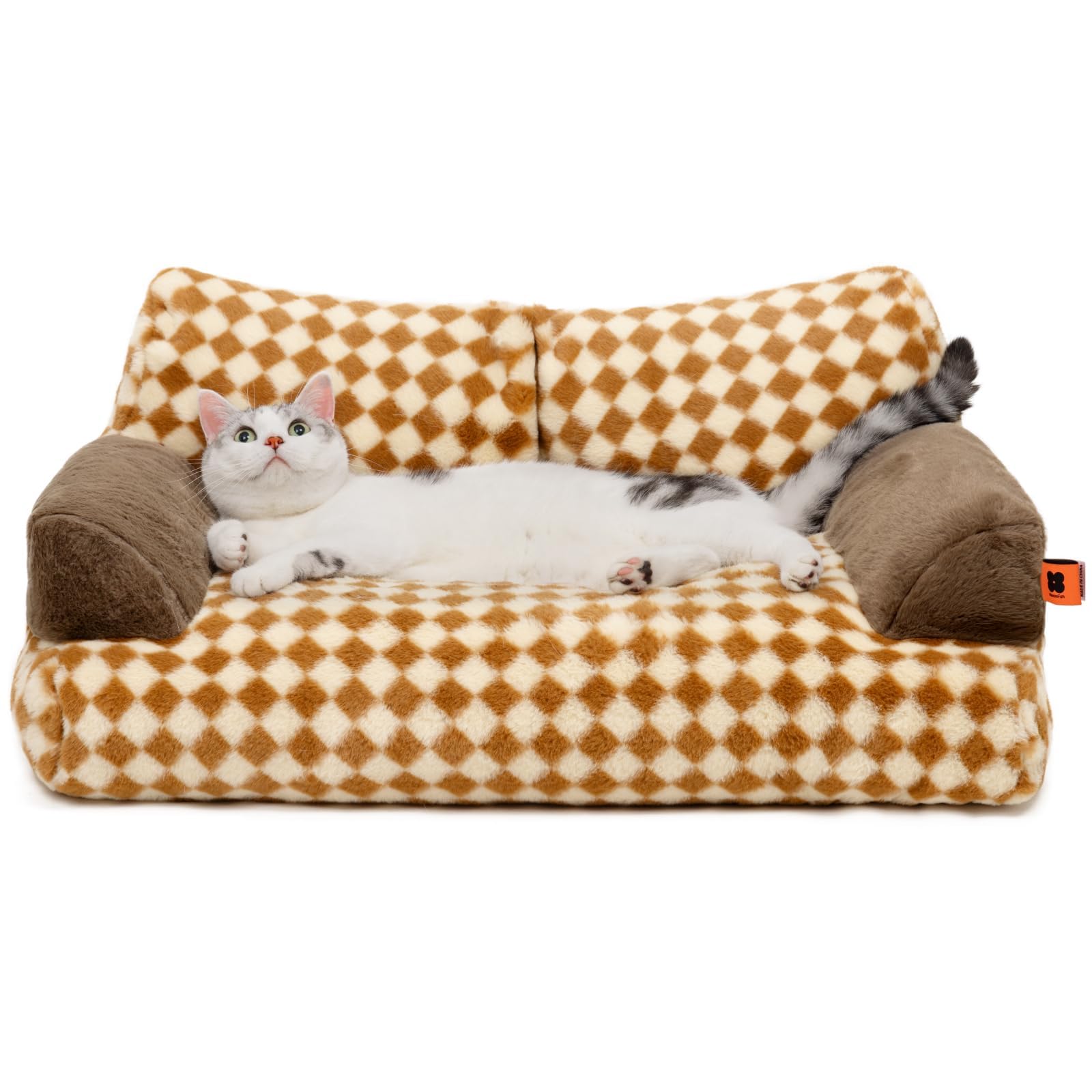 Mewoofun Cat Bed For Indoor Cats, Washable Dog Beds For Small Medium Dogs & Cats, Fluffy Cat Couch With Non-Slip Bottom, 26  19 