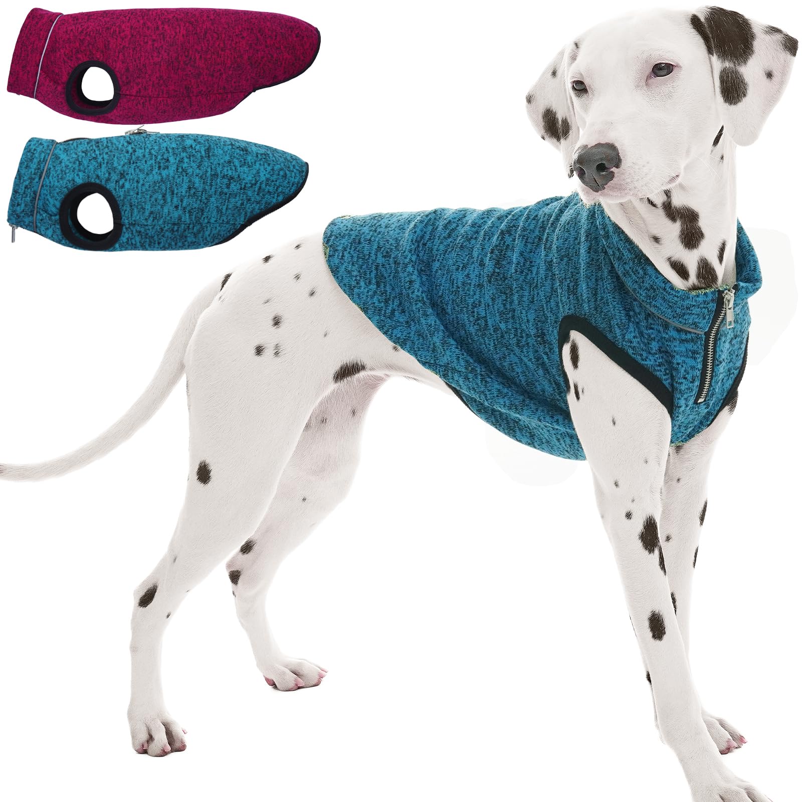 Rozkitch Dog Sweater, Dog Jacket With Fleece Lining, Knit Dog Coats For Small Dogs With Zipper Opening For Harness, Fleece Dog J