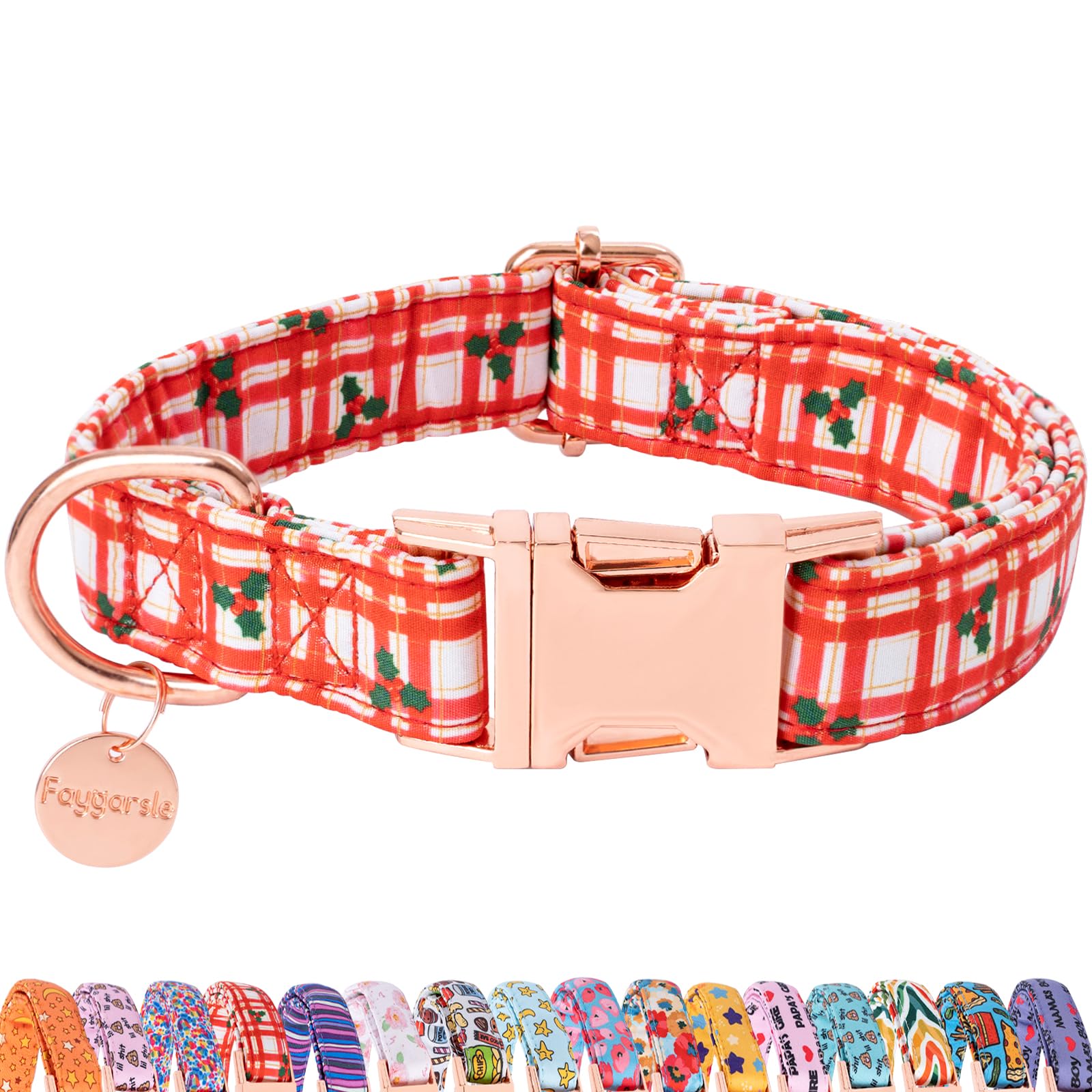 Faygarsle Christmas Red Plaid Pattern Dog Collar For Small Medium Large Dogs Cute Puppy Collars For Female Dogs For Summer Sprin