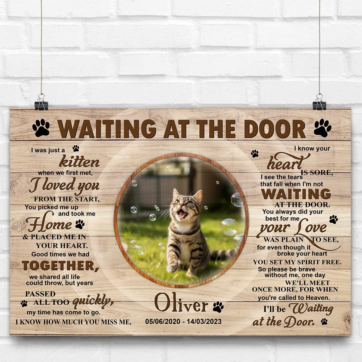 P80811 Unique Cat Memorial Poster Gifts Memorial Sayings For Cat Lover Mom Dad Personalized Poster Wall Art Decor, Custom Landsc