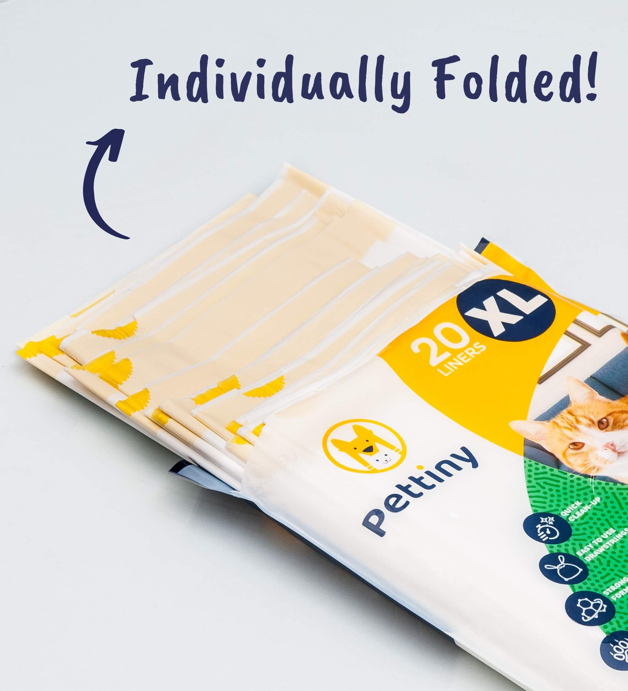 Pettiny 20 Xl Cat Litter Box Liners With Drawstrings Scratch Resistant Cat Litter Bags For Extra Large Litter Trays