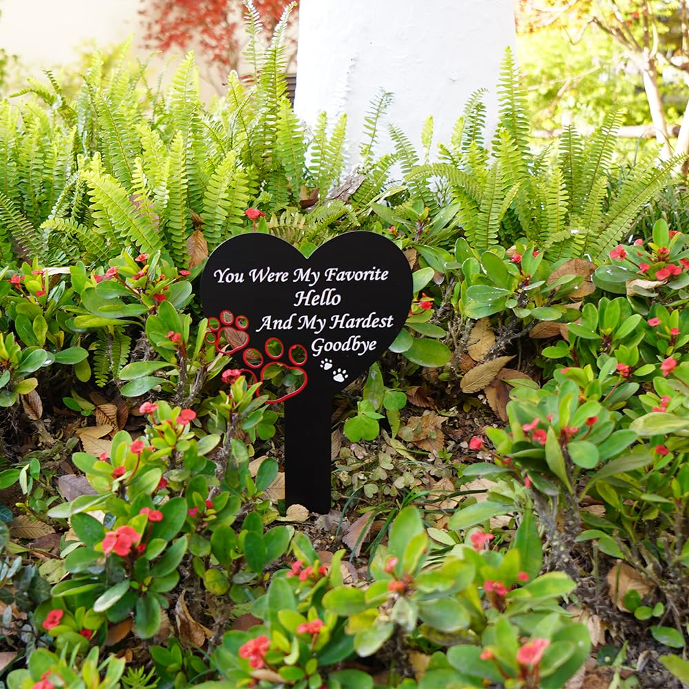 Memorial Pet Grave Markers For Dogs Cats, Pet Cemetery Headstones Decorations, Metal Pet Memorial Stake Grave Stones Decor For G