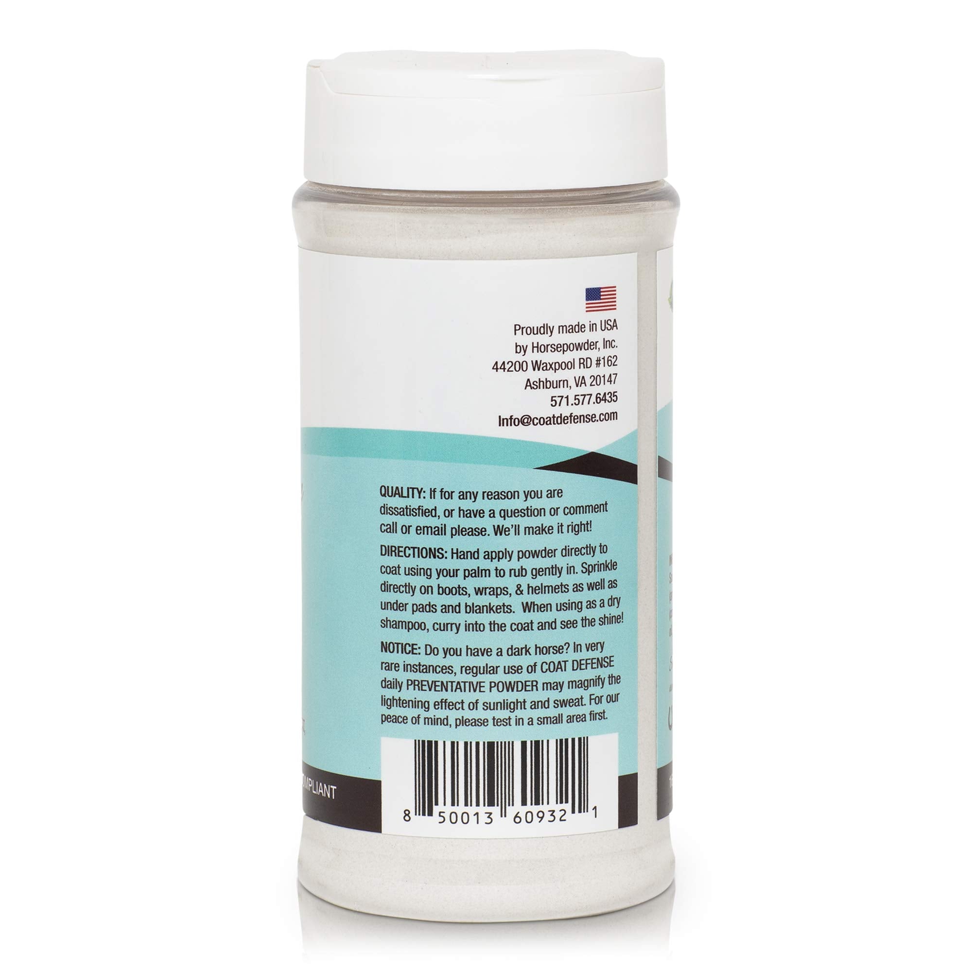 Coat Defense Daily Preventative Powder For Horses - Safe & Effective Equine Skin Conditioner Sweet Itch, Skin Funk, & Rain Rot - Dry Horse Shampoo, 16 Oz Formula With All Natural Ingredients