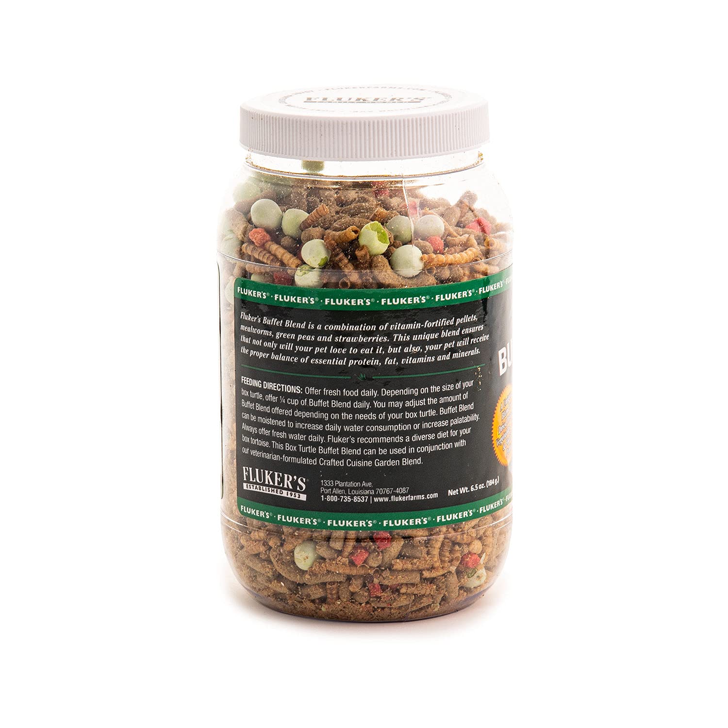 Flukers Buffet Blend Box Turtle Diet, Insects, Veggies and Fruit with Fortified Pellets, 6.5 oz