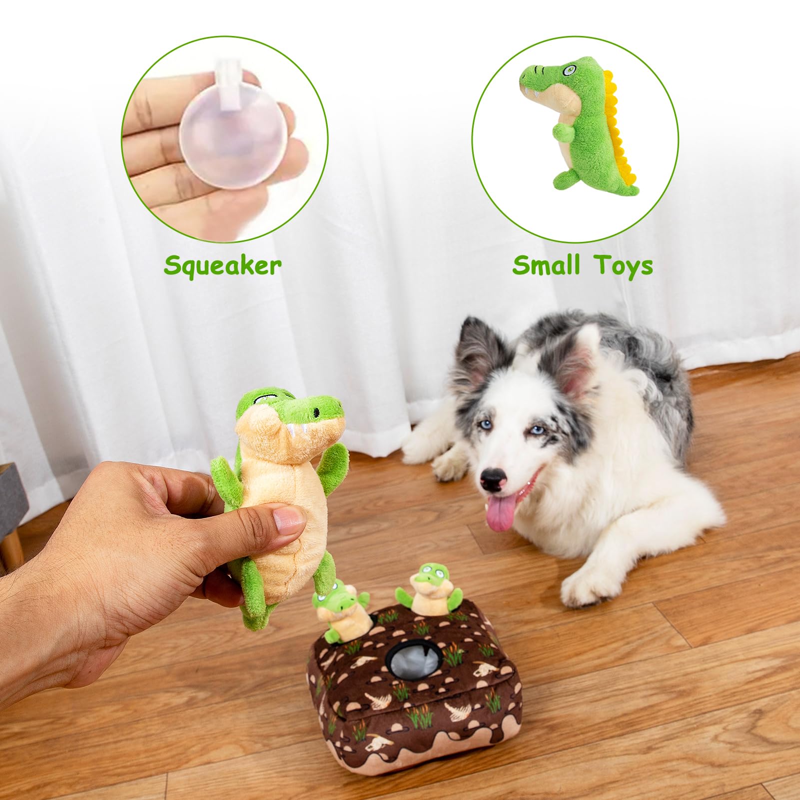 Hollypet Squeaky Dog Toy, Interactive Plush Hide and Seek Dog Toys for Small Medium Sized Dogs and Non-Aggressive Chewers, Puppy