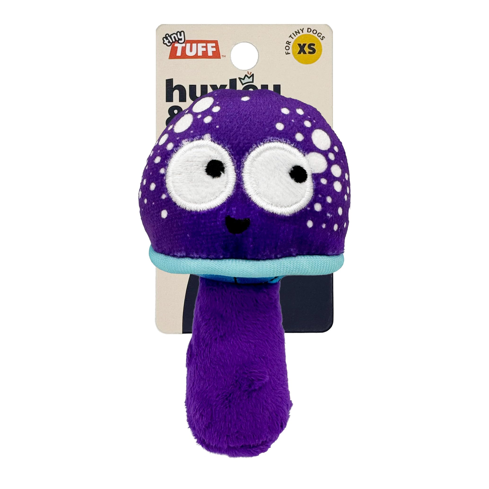 Huxley & Kent Tiny Tuff - Mellow Mushroom - Extra Tough Toy For Small Pups - Funny Dog Toy - Features Squeaker, Crinkle - Machin