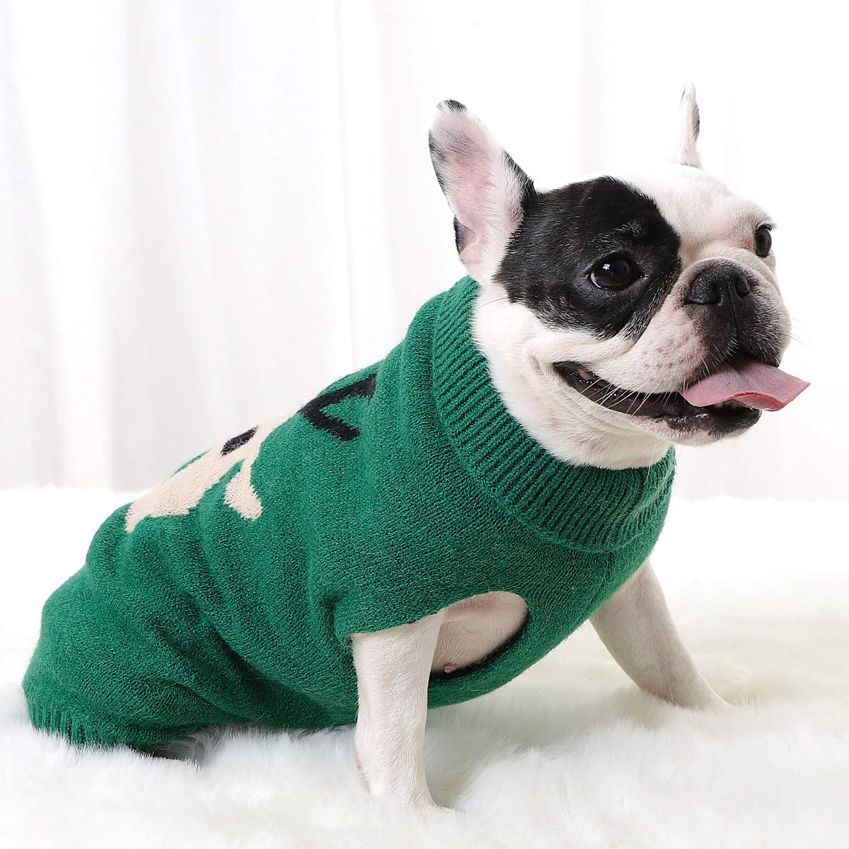 Zjyufy Christmas Dog Sweater Small Dog Boys Sweater Xmas Soft Winter Warm Dog Sweater Reindeer Turtleneck Knitted Sweater For Sm