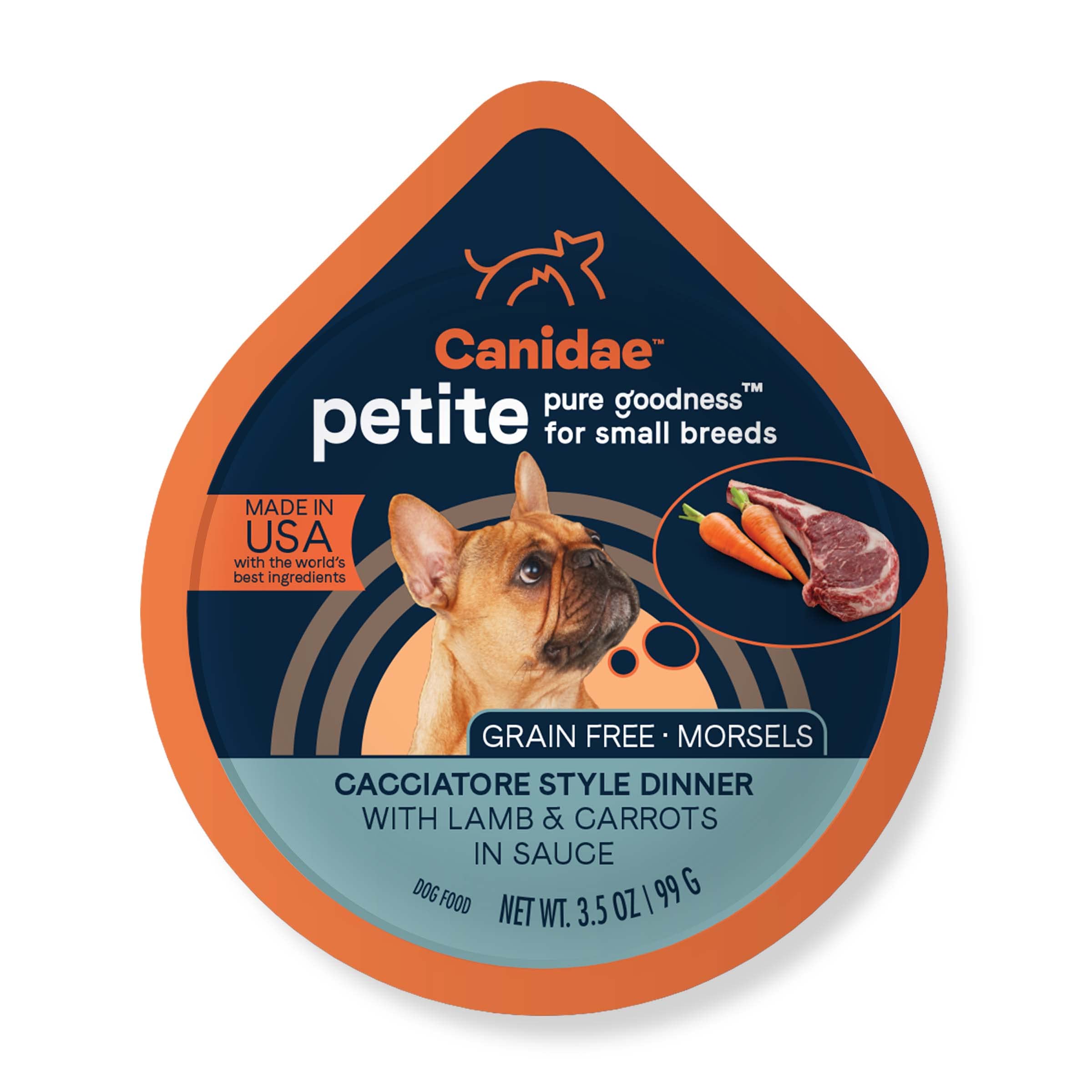 Canidae PURE Petite Limited Ingredient Premium Small Breed Wet Dog Food, Lamb and Carrot Morsels in Sauce, 3.5 Ounce (Pack of 12