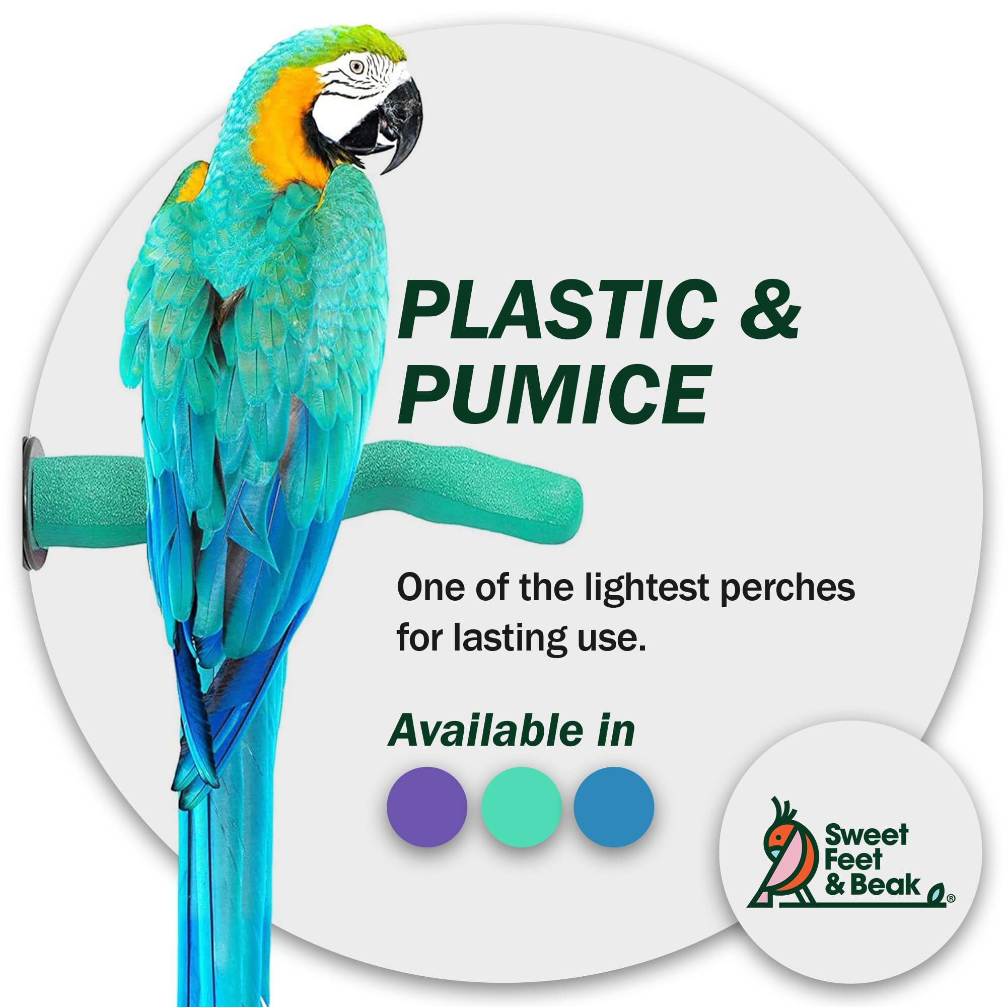 Sweet Feet And Beak Safety Pumice Perch - Trims Nails And Beak - Promotes Healthy Feet - Safe Non-Toxic Bird Supplies For Bird Cages - Small 8'