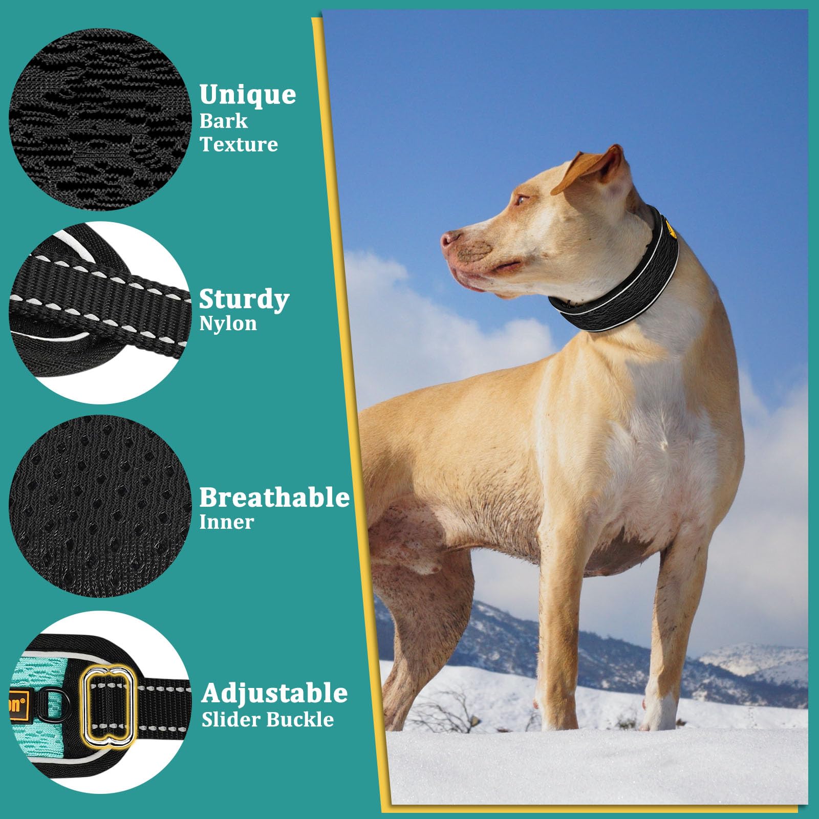 Mayerzon Martingale No Pull Dog Collar For Large Medium Dogs Pitbull German Shepherd Rottweiler, Reflective Anti Pull Dog Collar