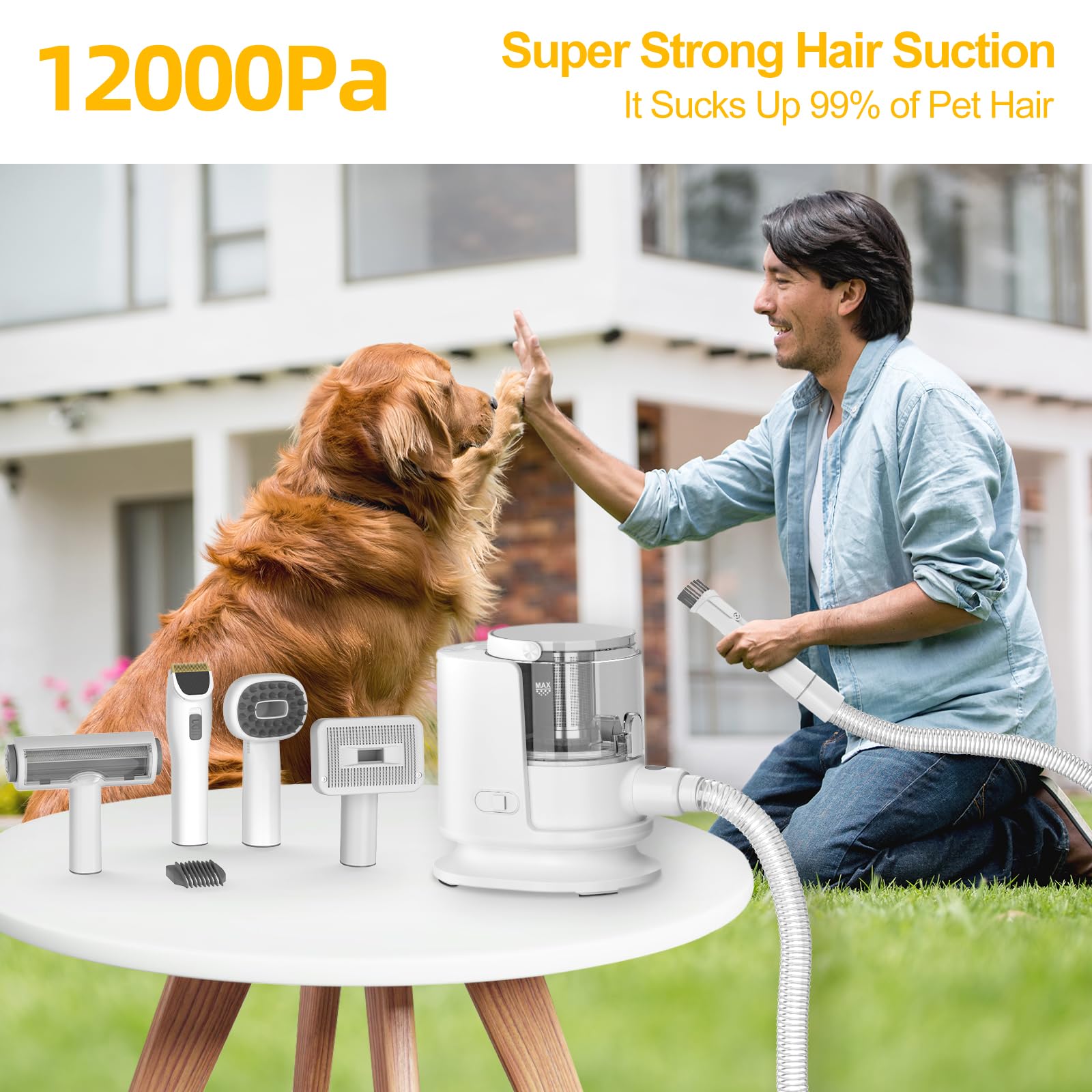 Dog Grooming Vacuum, Dog Grooming Kit, Pet Grooming Vacuum, 12000P Dog Vacuum For Shedding Grooming, 1.5L Dust Cup Dog Brush Vac