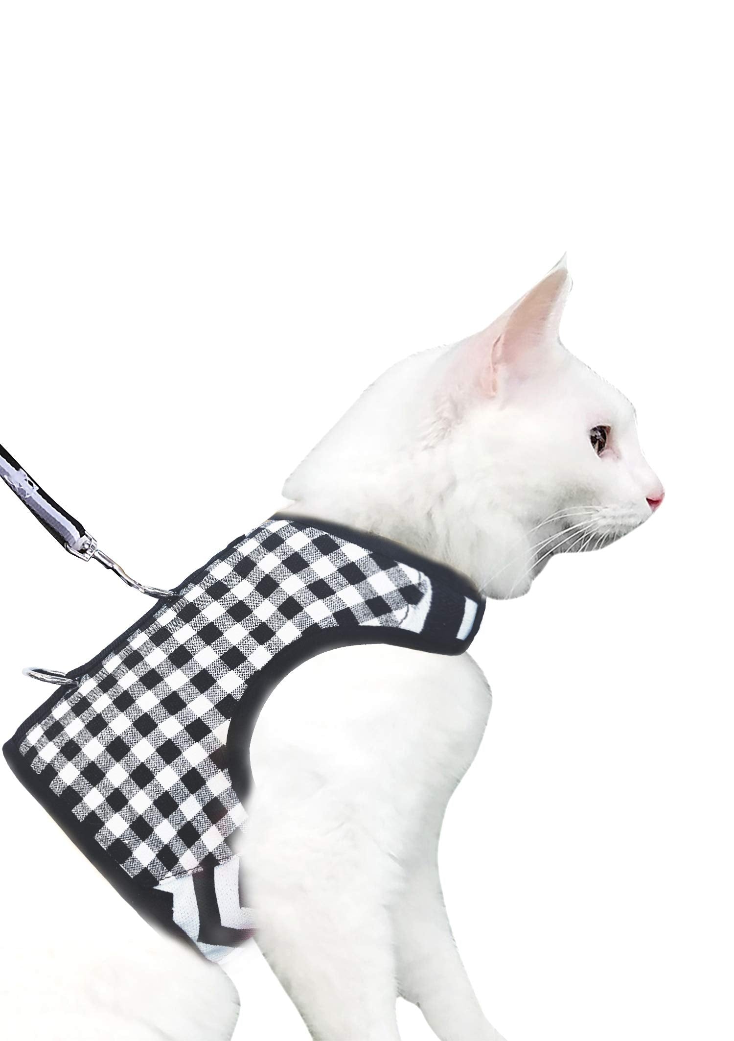 Yizhi Miaow Cat Harness and Leash for Walking Escape Proof, Adjustable Cat Vest Harness, Padded Stylish Cat Walking Jackets, Bla