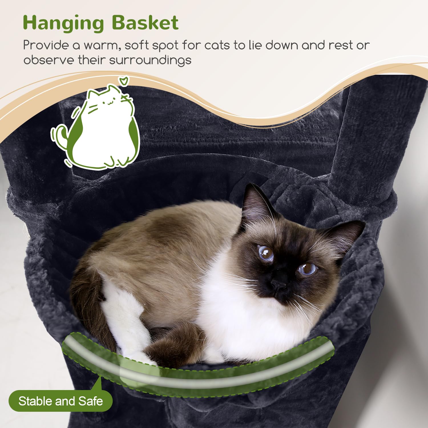 Globlazer Cat Tree Tower, 76-Inch Extra Tall Multi-Level Cat Furniture with Cozy Condos, Hammock and Perches for Adult Cats, Per