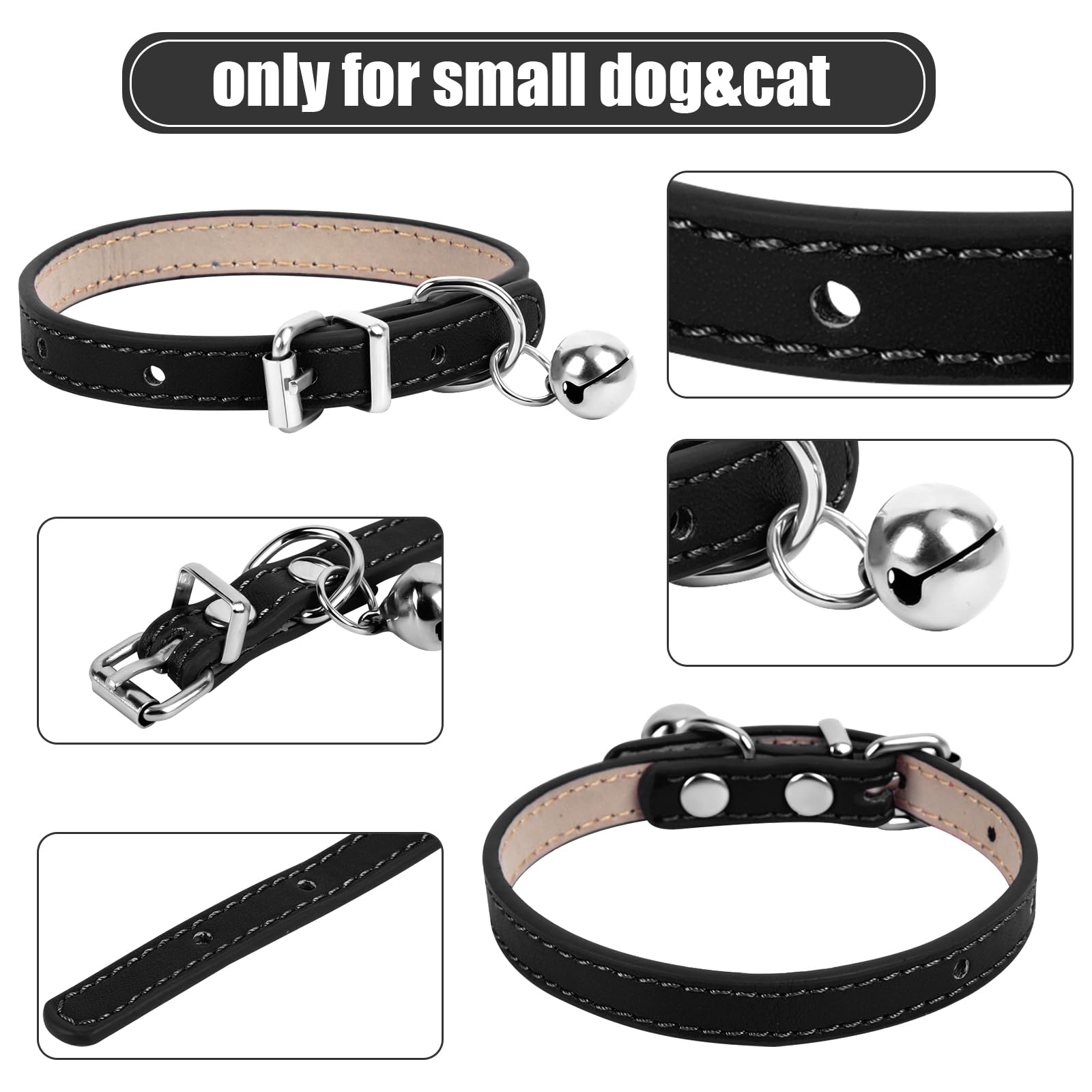 Chengfu Xxs Teacup Dog Collar - Black, 3/8 Inch Width For Small Dogs & Cats