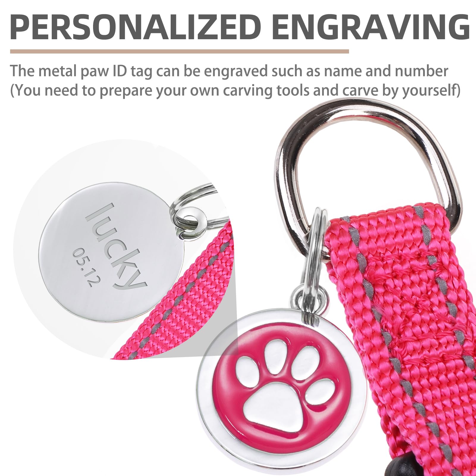 Pupteck No Pull Dog Harness Soft Adjustable Basic Nylon Step In Puppy Vest Outdoor Walking With Id Tag, Reflecive Pink, S