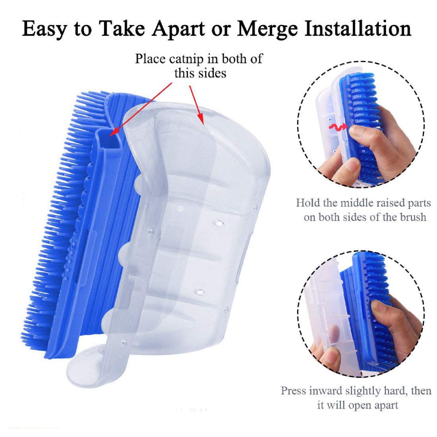 Kingtree Cat Corner Brush, 2 Pack Cat Self Groomer Wall Corner Brushes For Indoor Cats, Soft Pet Self Grooming Brushes Corner Sc