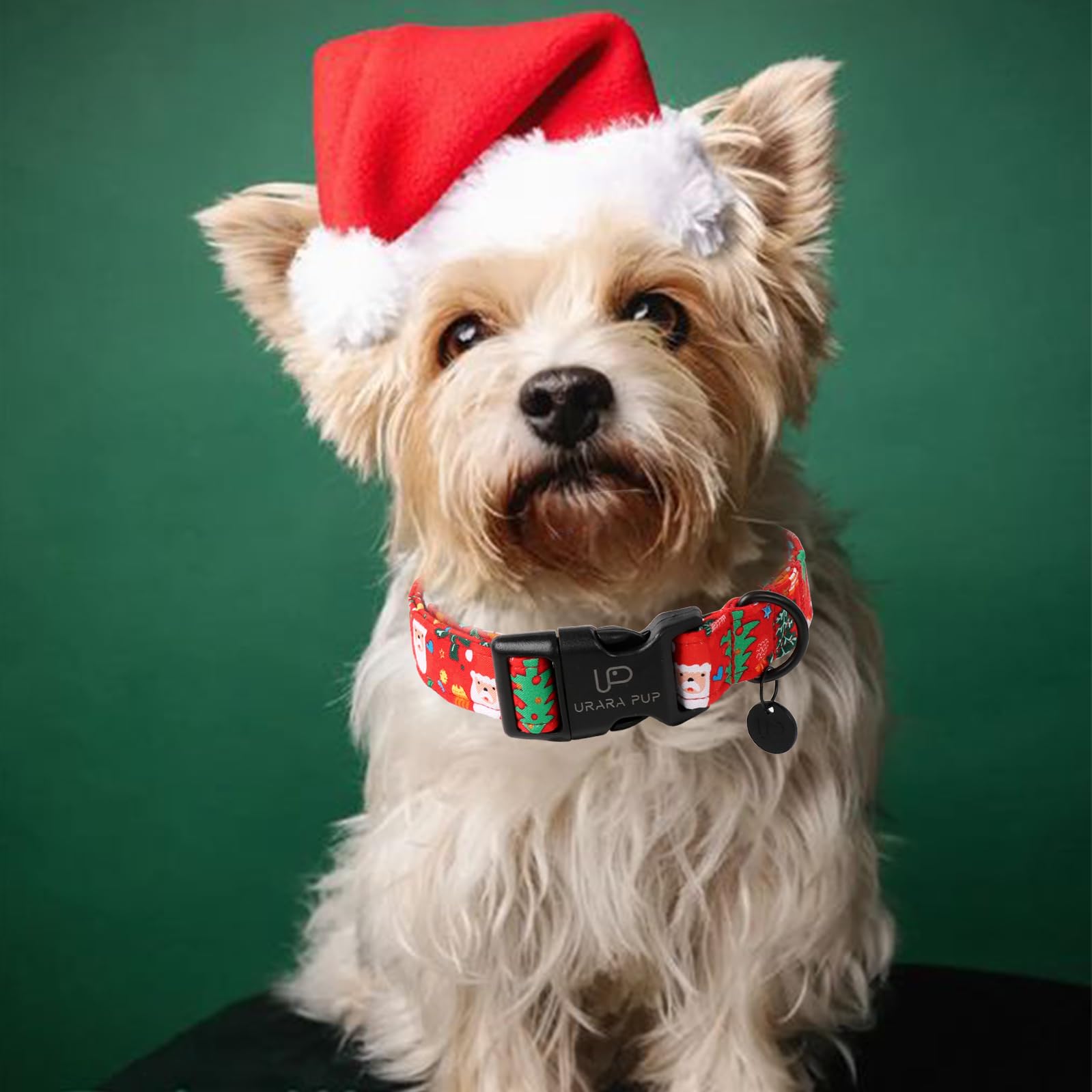 Up Urara Pup Christmas Santa Claus Dog Collar, Cute Santa Claus Christmas Collar For Puppy Girl Boy Dog, Adjustable Red Dog Coll