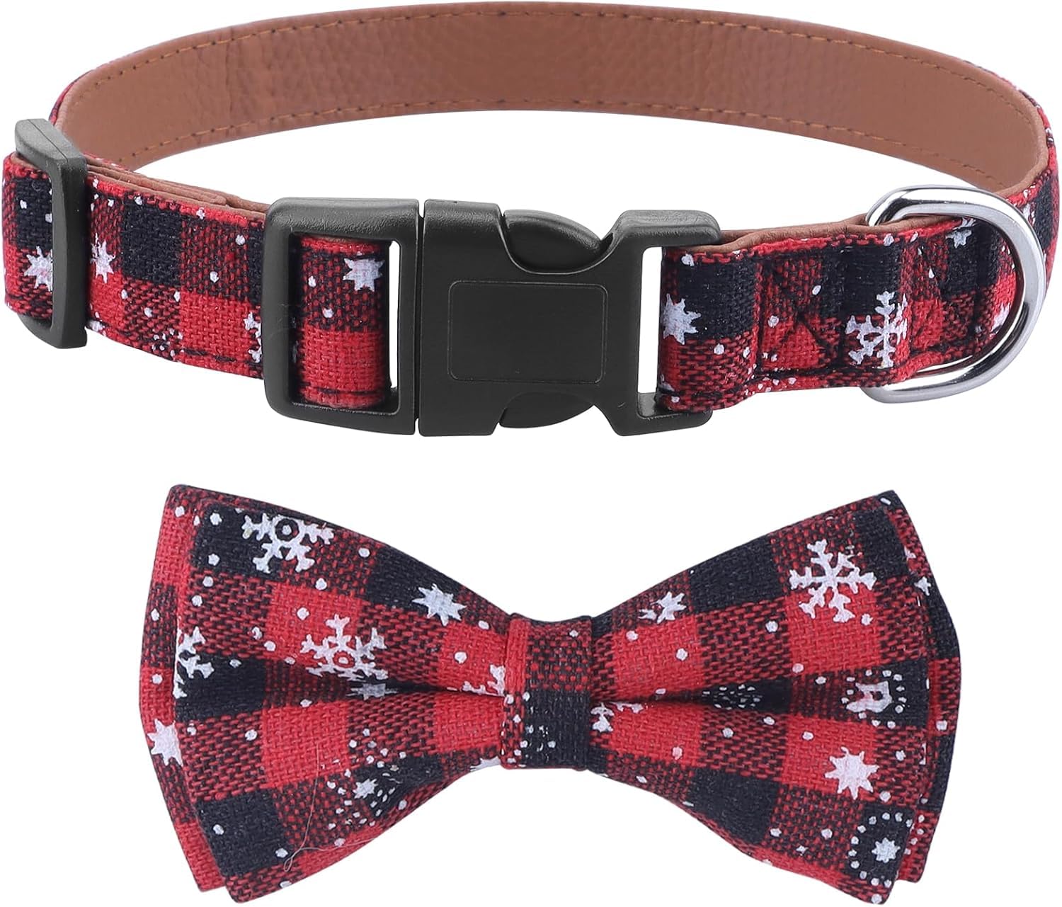 Christmas Dog Collar With Bow Tie Collar, Natural Pure Cotton Material, Soft, Comfortable And Adjustable, For Dogs Small Medium 