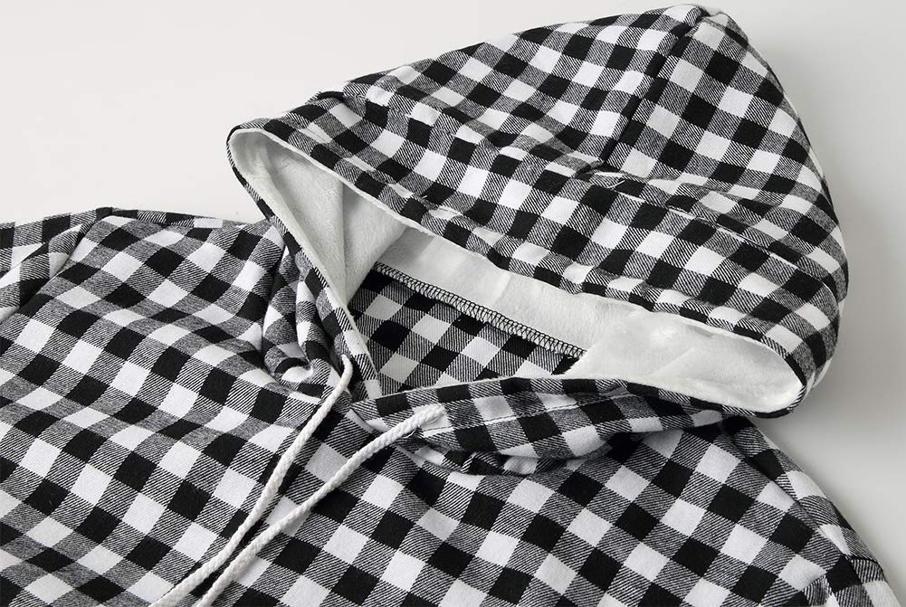 Jomago Womens Pet Carrier Thin Hoodies Kitten Puppy Pouch Shirts Animal Holder Hood Long Sleeve Sweatshirt Plaid White