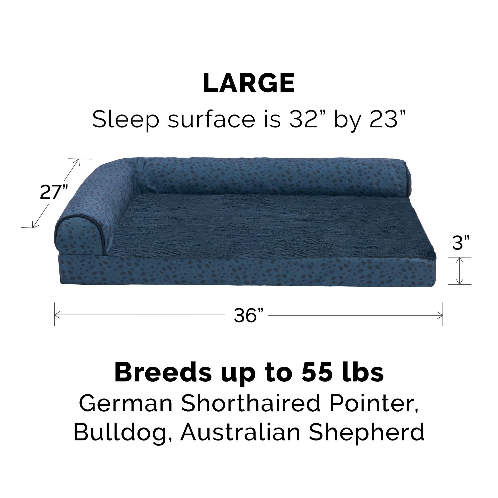 Furhaven Memory Foam Dog Bed For Large/Medium Dogs W/ Removable Bolsters & Washable Cover, For Dogs Up To 55 Lbs - Plush & Almon