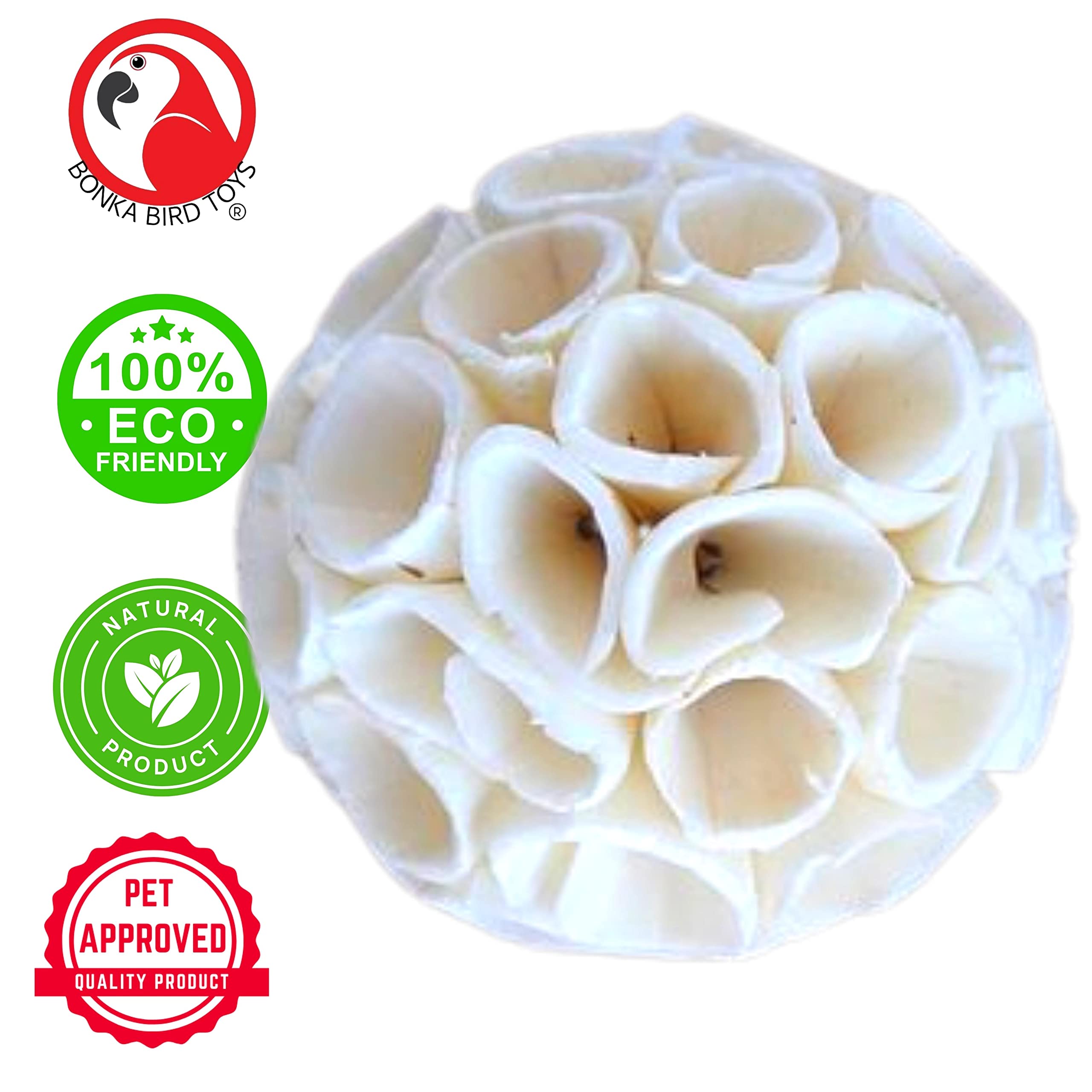 Bonka Bird Toys 1215 Pk3 Natural Sola Crepe Ball Chew Shred Foraging Parrot Cockatiel Conure Quaker Caique Rabbits Guinea Chinchilla Bunny