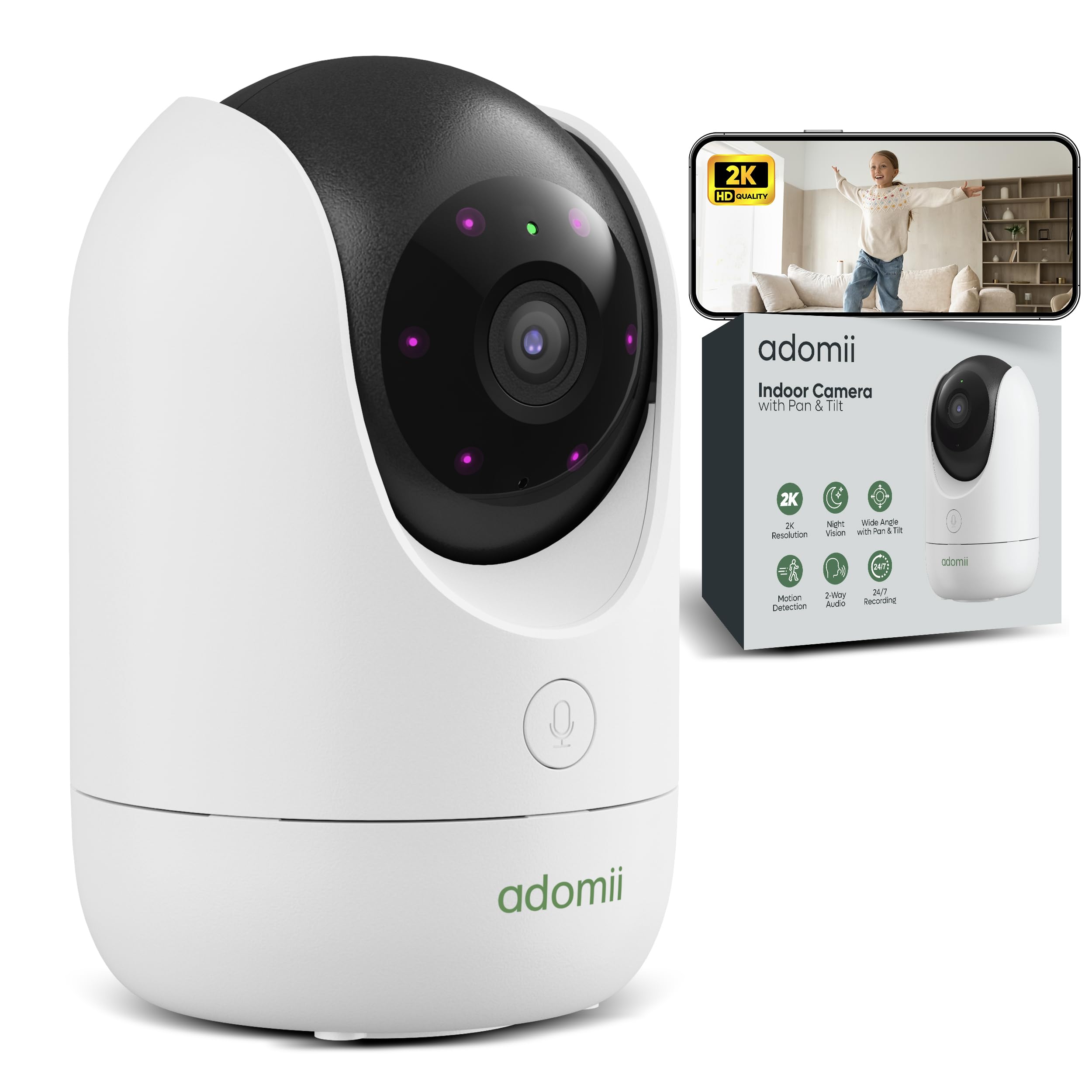 Adomii Audio Security Camera - Easy To Set (Indoor)