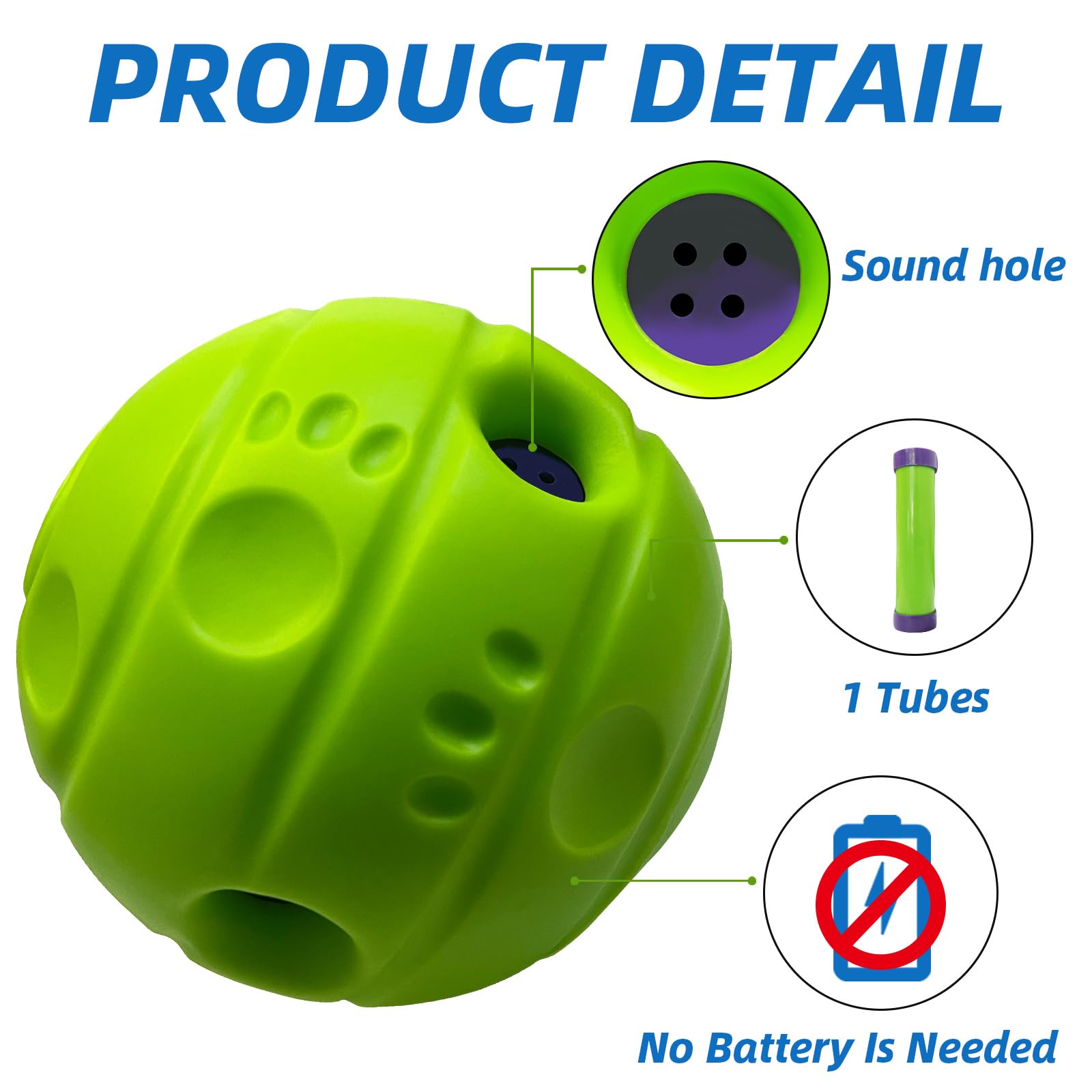 Shake And Laugh Dog Toys Ball, Interactive Dog Ball, No Paint, Gibbering Sound With Surface Concave Lines, Xs, 2.75 In (7 Cm)