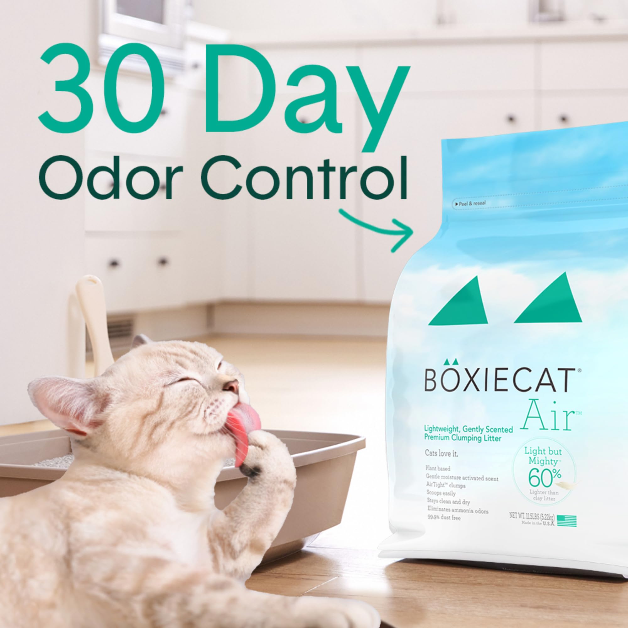 Boxiecat Air Lightweight Premium Clumping Cat Litter -Gently Scented- 11.5 Lb- Plant-Based Formula -Stays Ultra Clean, Longer Lasting Odor Control, 99.9% Dust Free