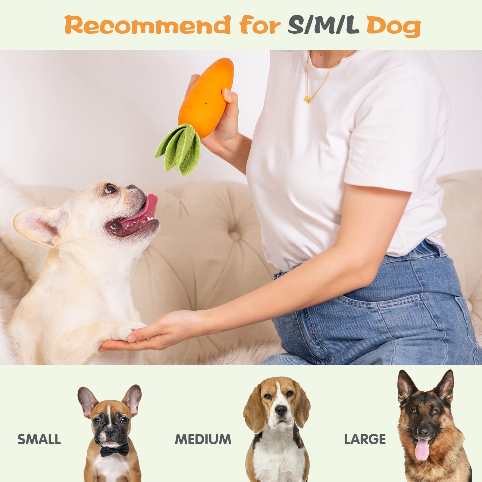 Heykey Squeaky Dog Chew Toys For Aggressive Chewers, Indestructible , Tough Durable Teeth-Cleaning Rubber Toys For Puppy Medium