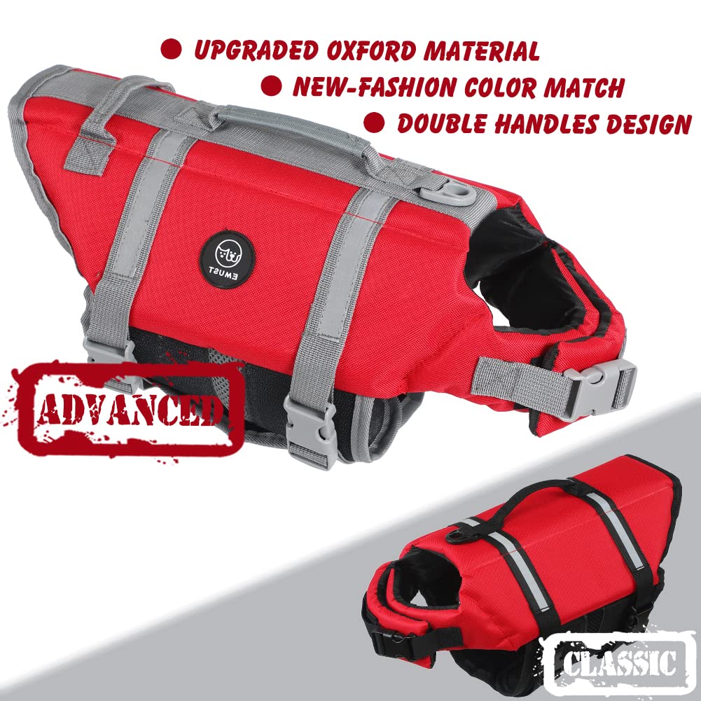 Emust Pet Life Jackets, Dog Life Vests For Swimming, Beach Boating With High Buoyancy, Dog Flotation Vest For Small/Medium/Large