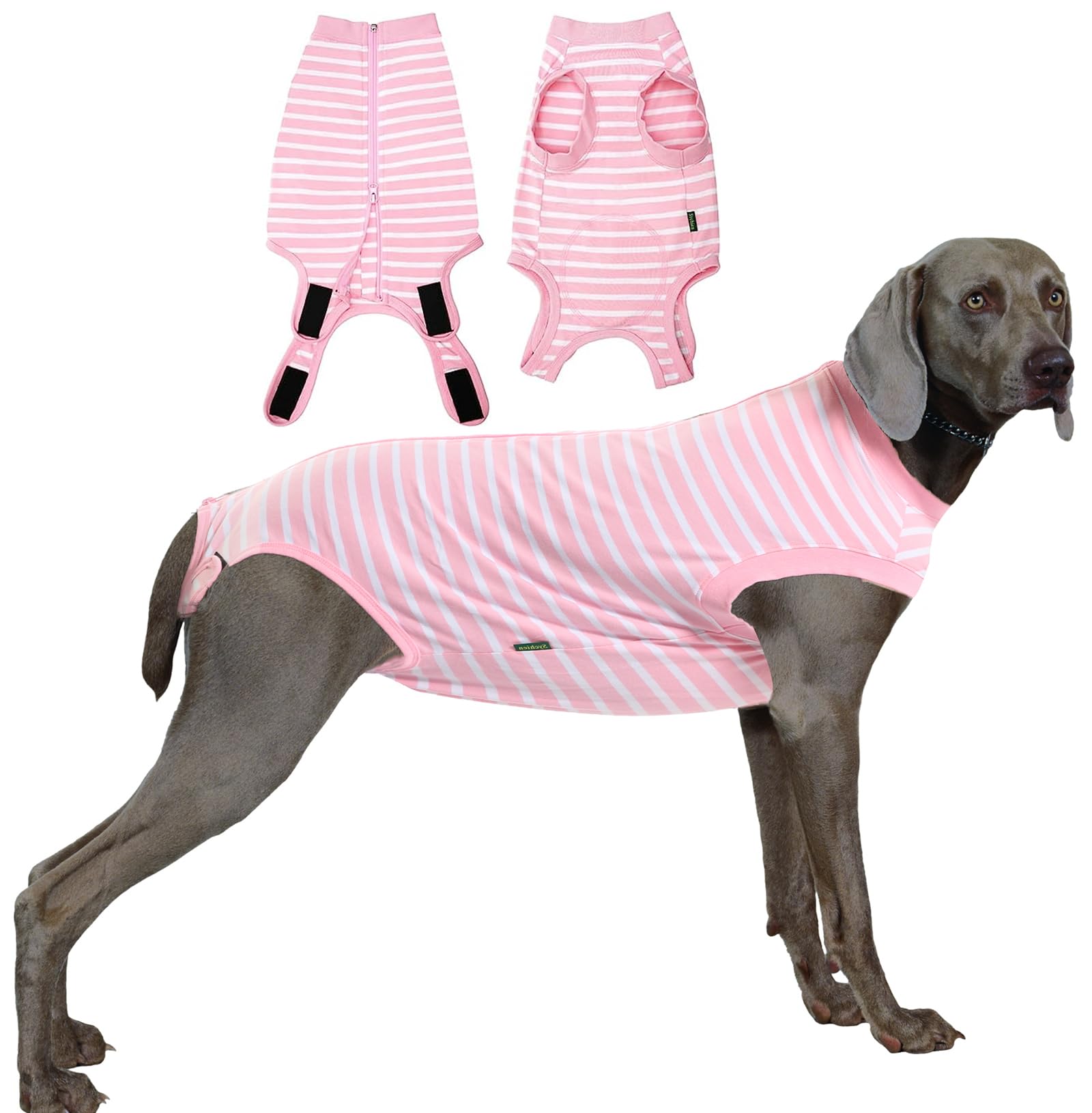 Sychien Dog Recovery Suit Female,Pink Small Surgery Recovery Shirt,Pink-White Striped S